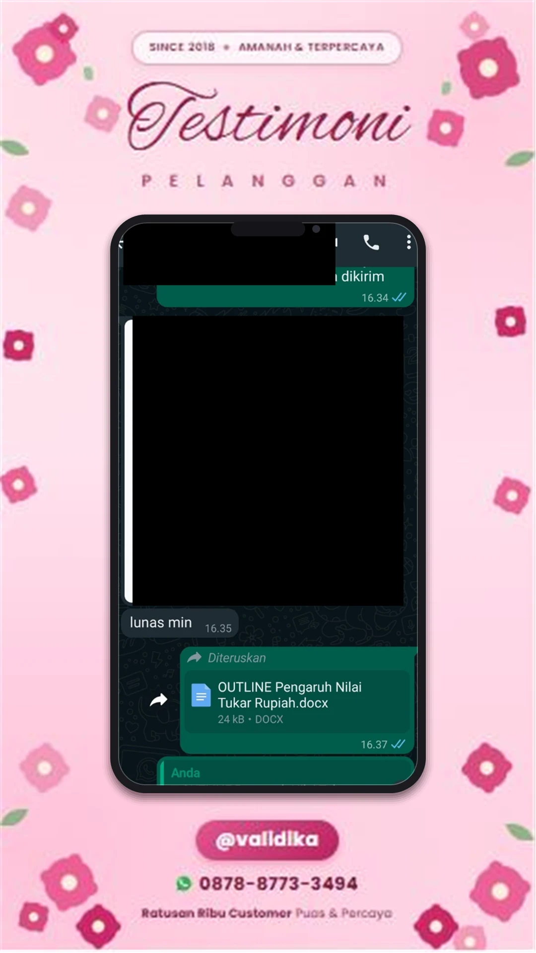 Bukti testimoni pelanggan