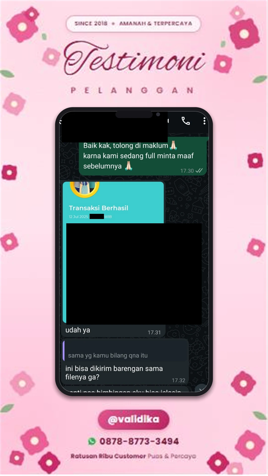 Bukti testimoni pelanggan