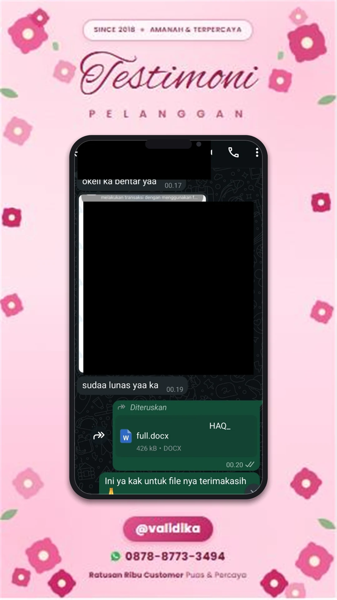 Bukti testimoni pelanggan