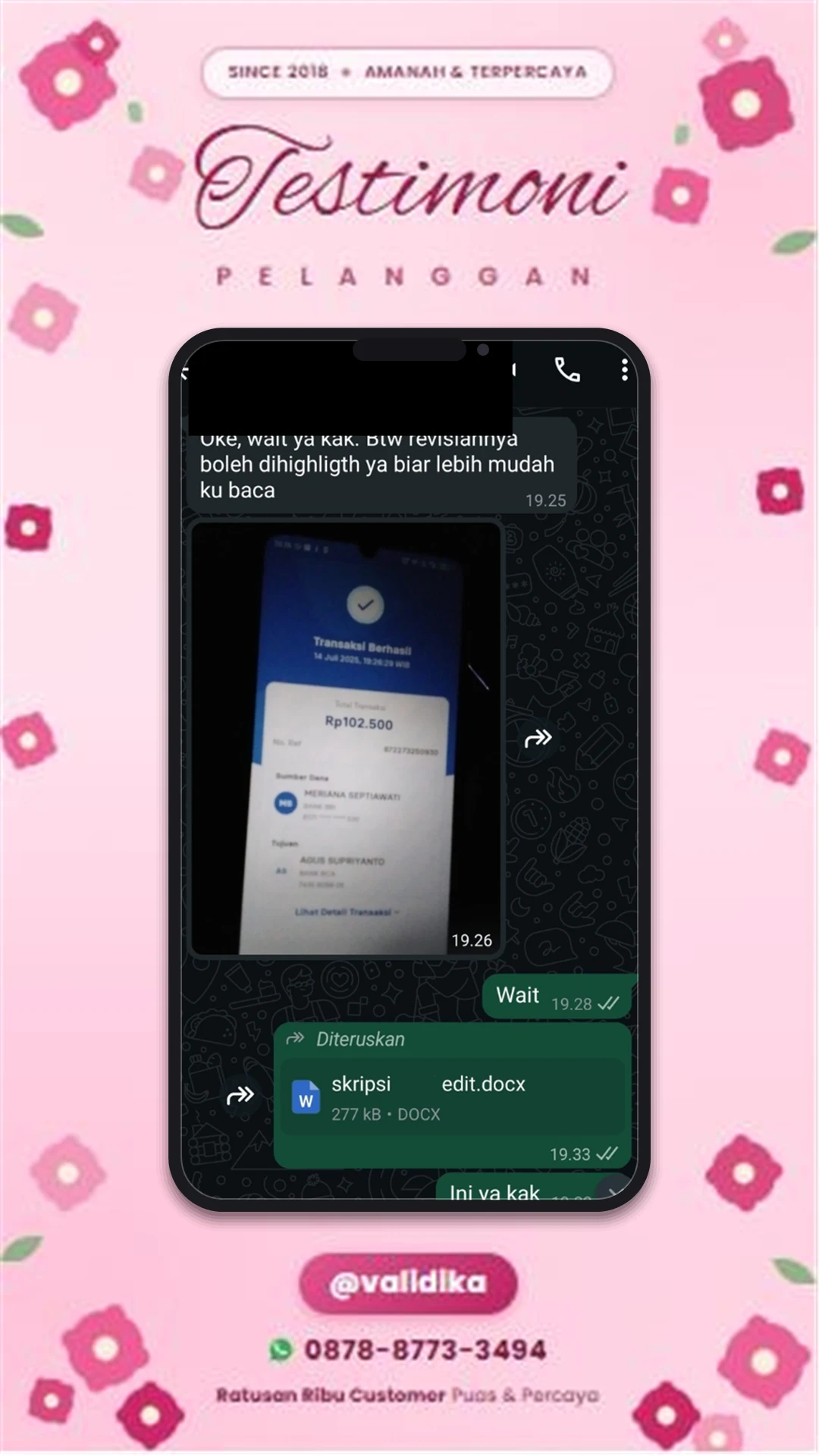 Bukti testimoni pelanggan