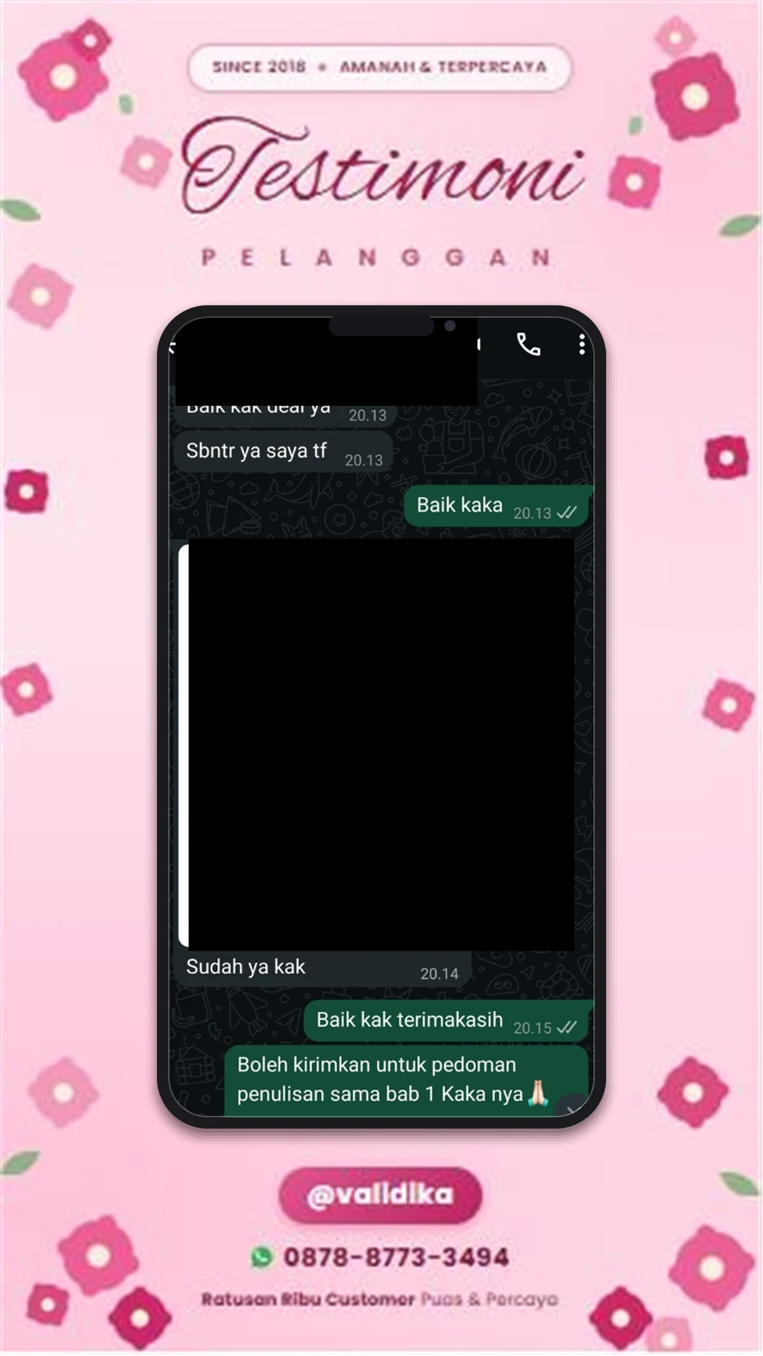 Bukti testimoni pelanggan