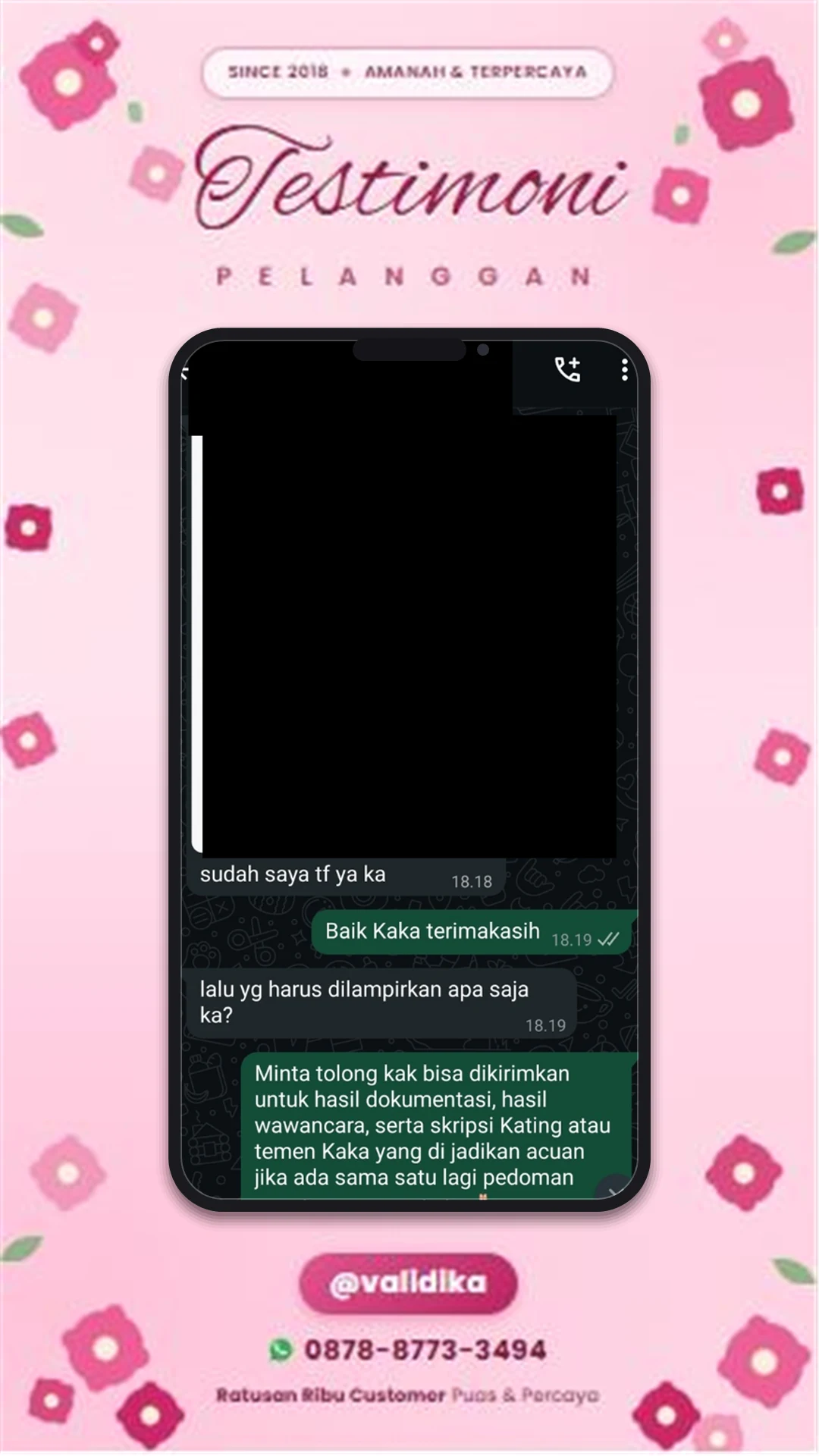 Bukti testimoni pelanggan