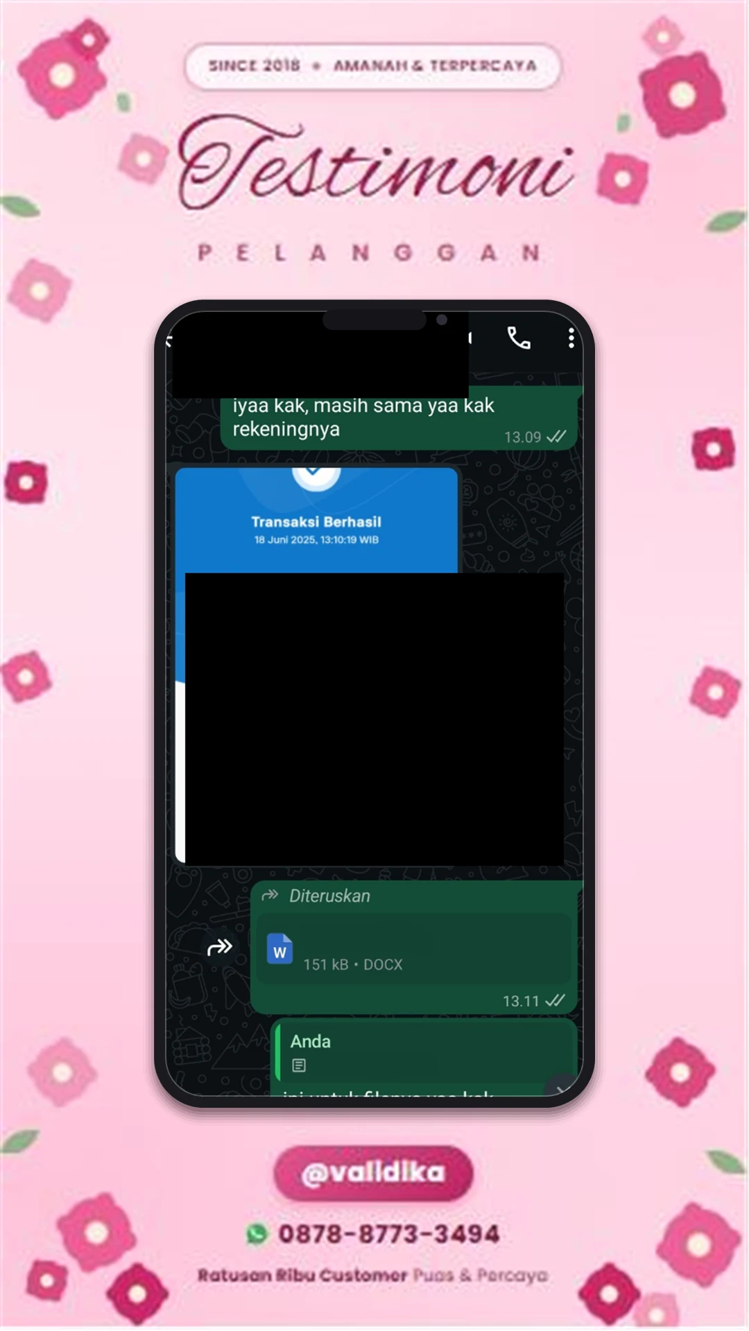 Bukti testimoni pelanggan
