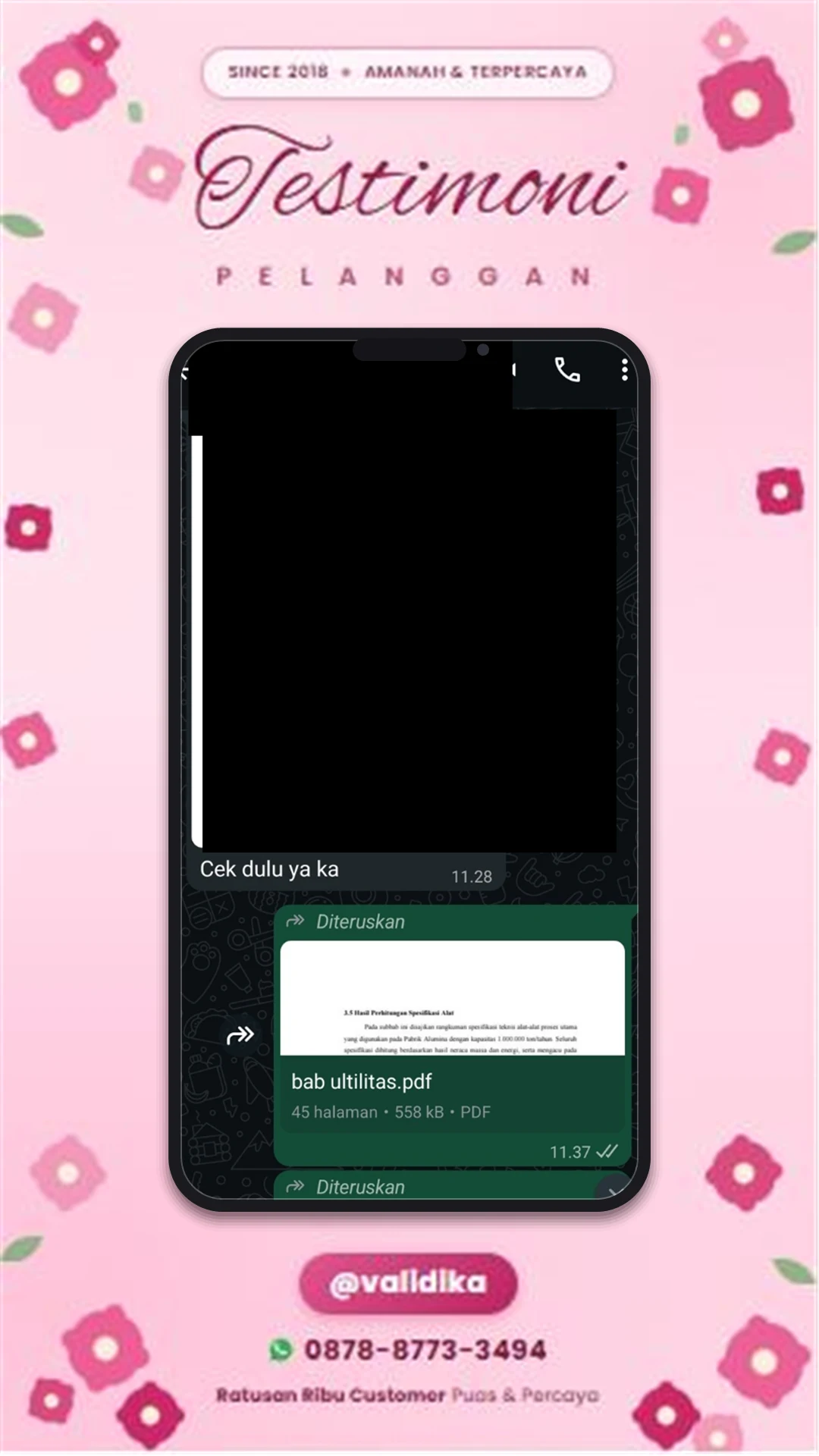 Bukti testimoni pelanggan