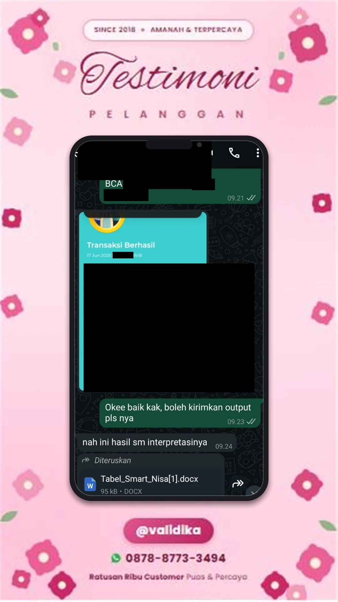 Bukti testimoni pelanggan
