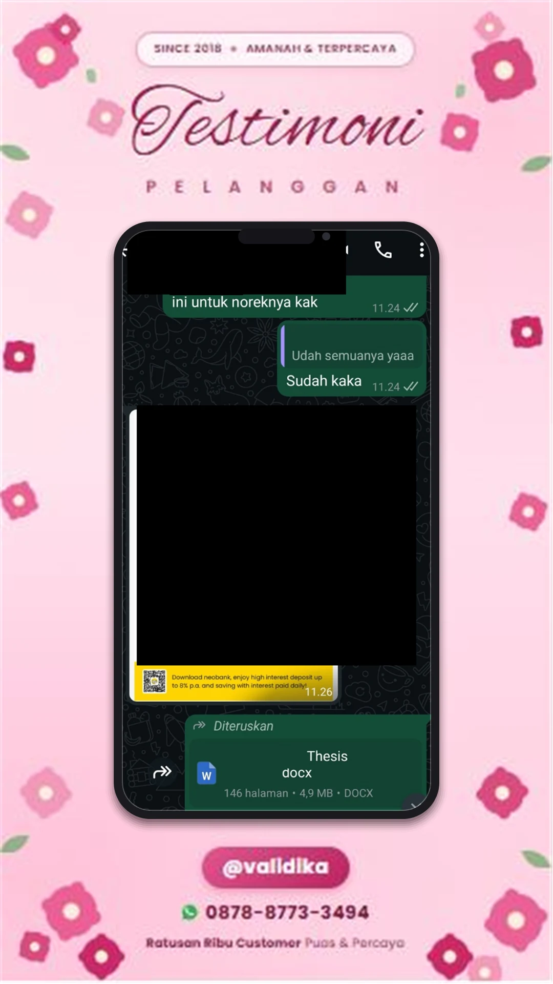 Bukti testimoni pelanggan