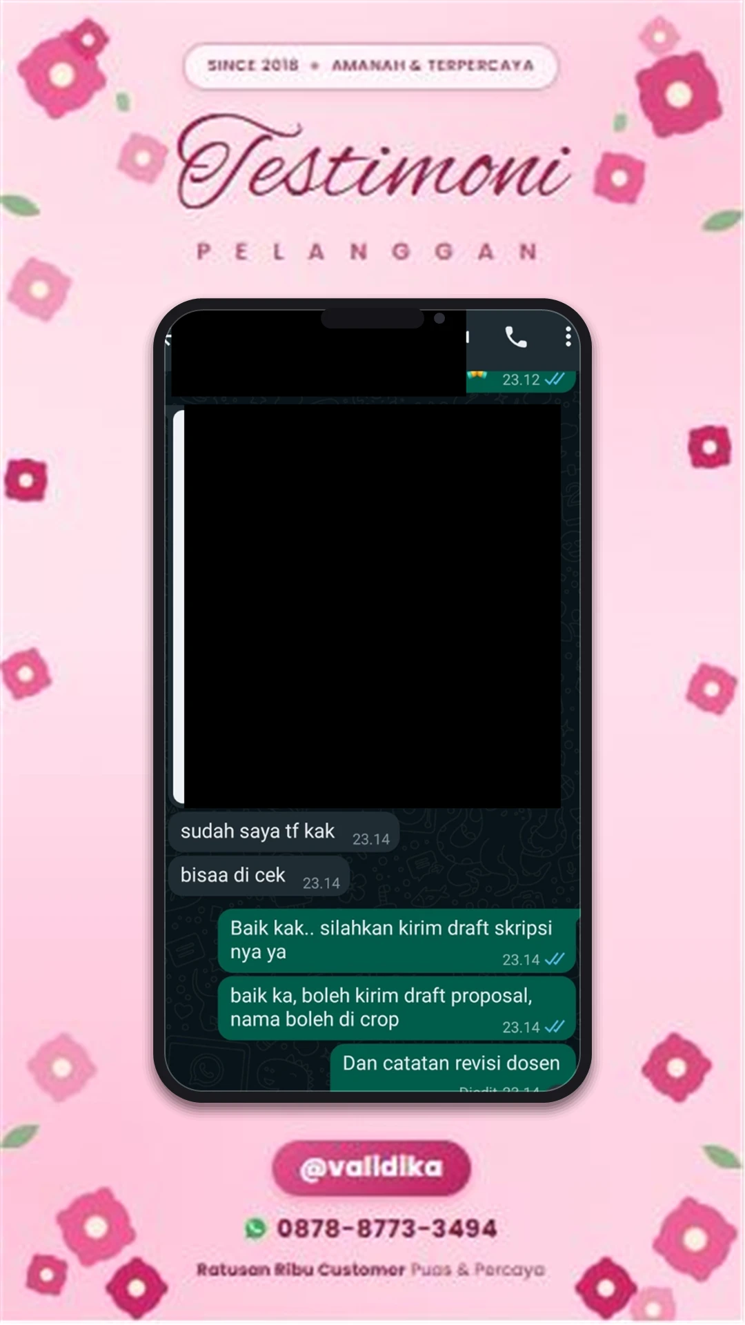 Bukti testimoni pelanggan