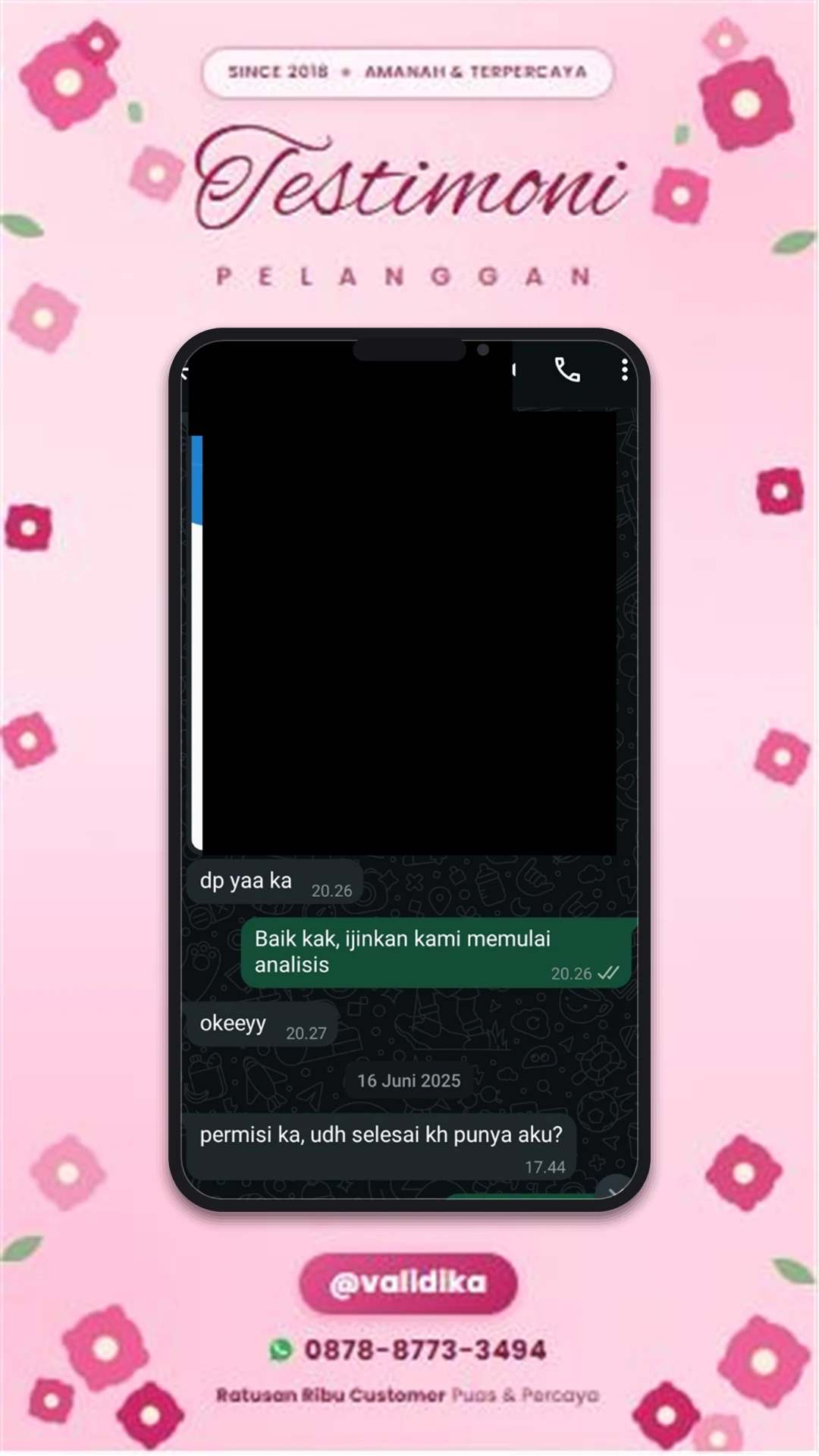 Bukti testimoni pelanggan