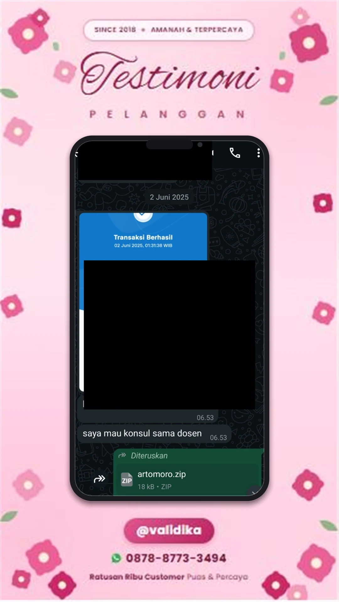 Bukti testimoni pelanggan