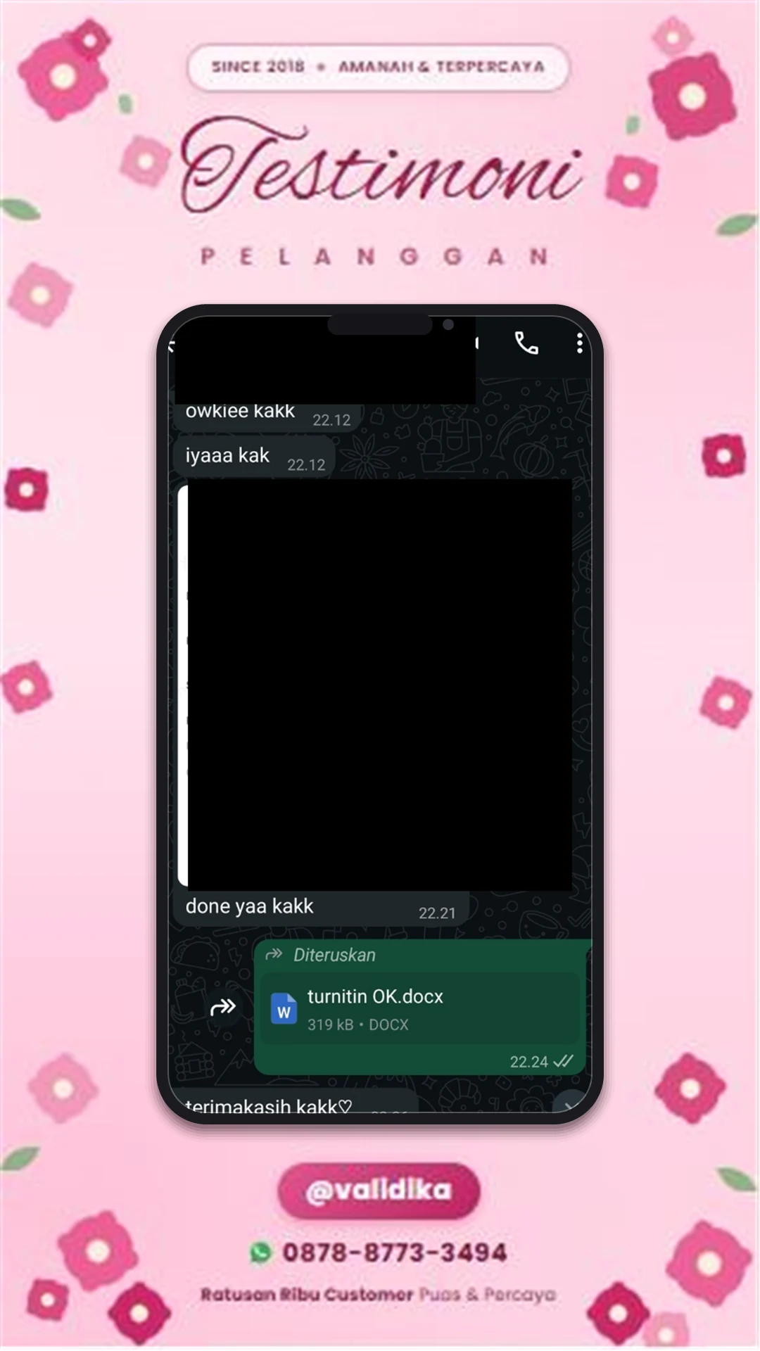 Bukti testimoni pelanggan
