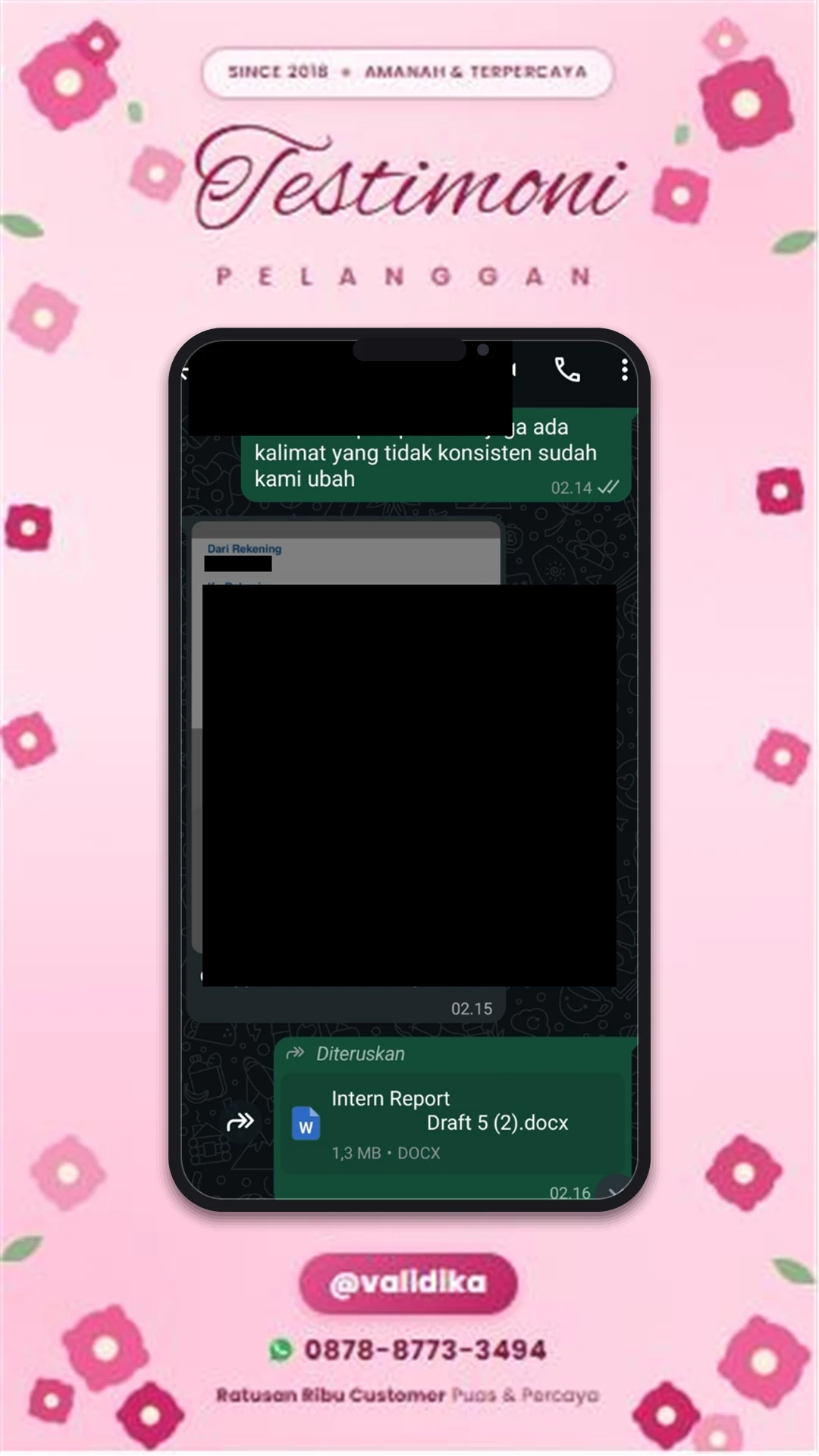Bukti testimoni pelanggan