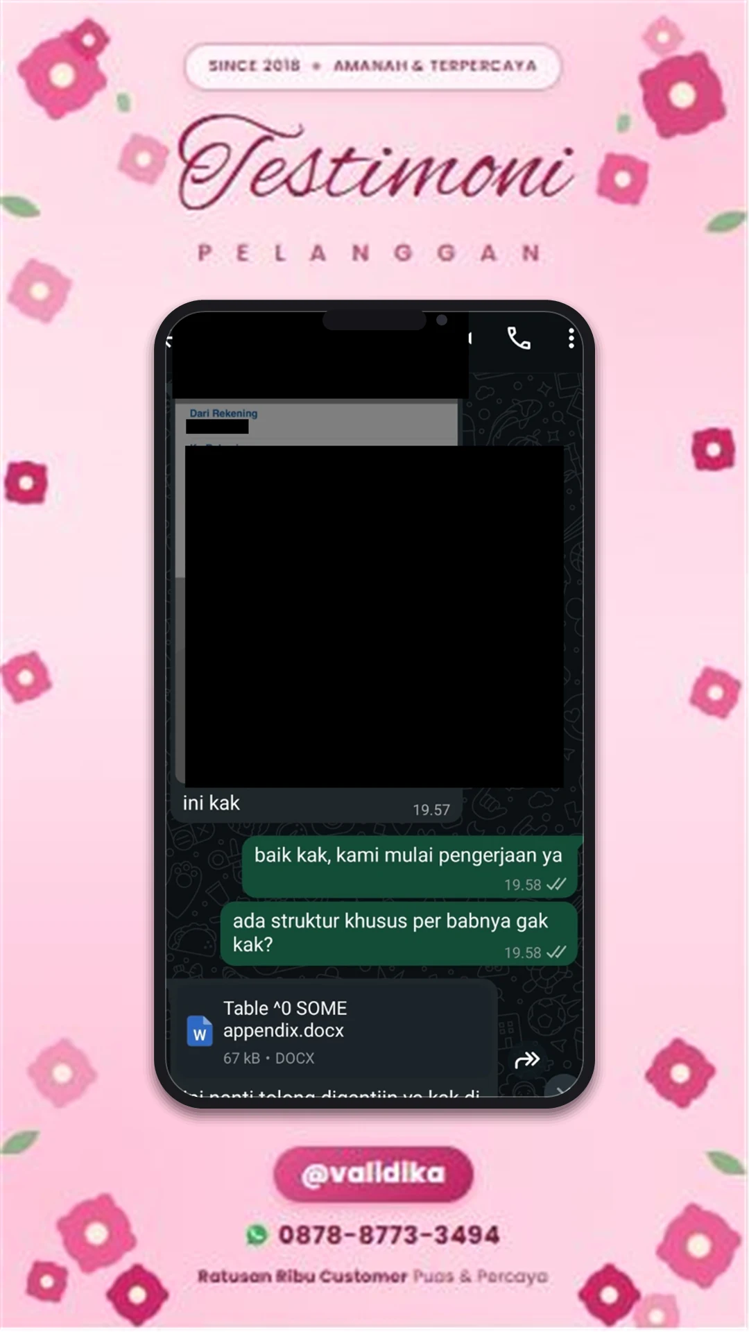 Bukti testimoni pelanggan