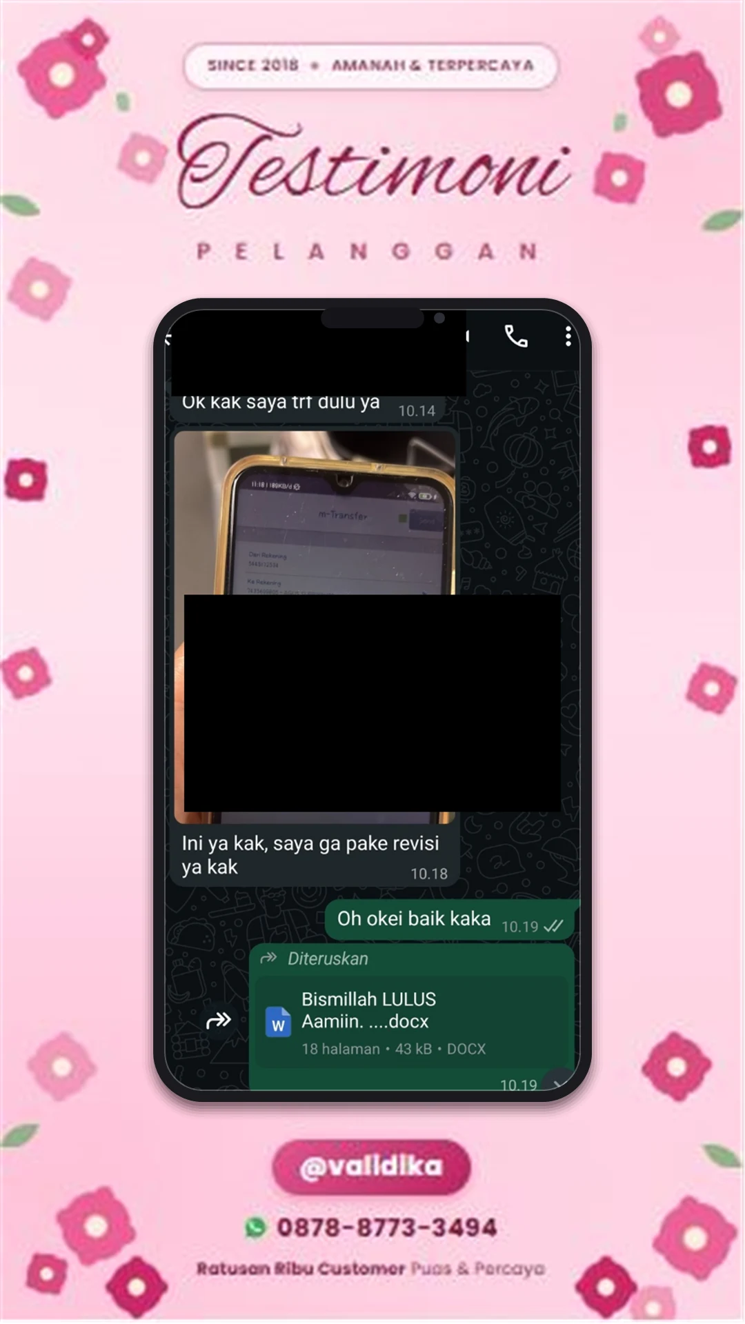 Bukti testimoni pelanggan