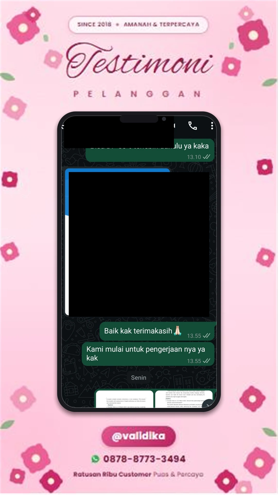 Bukti testimoni pelanggan