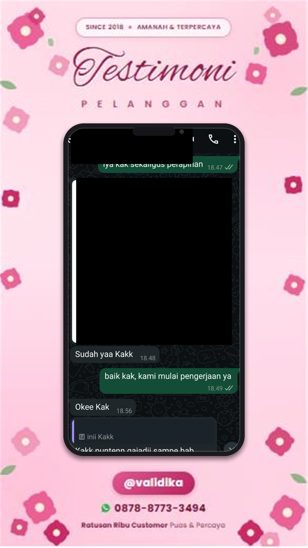Bukti testimoni pelanggan