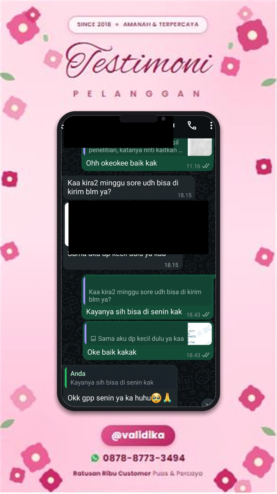 Bukti testimoni pelanggan