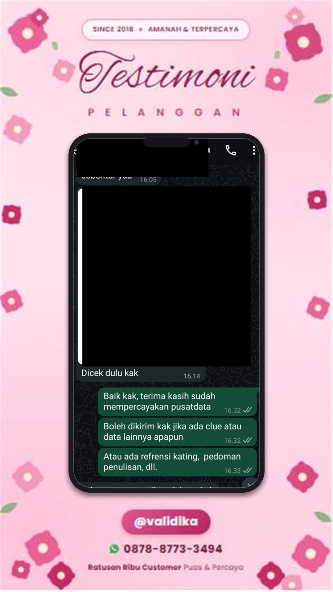 Bukti testimoni pelanggan