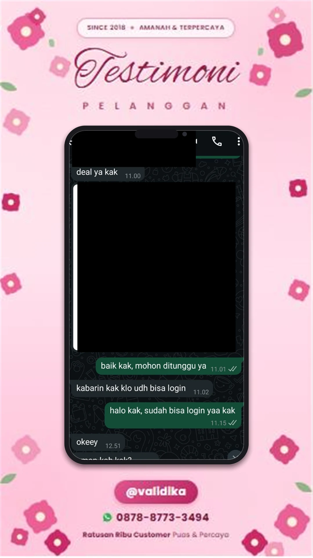 Bukti testimoni pelanggan