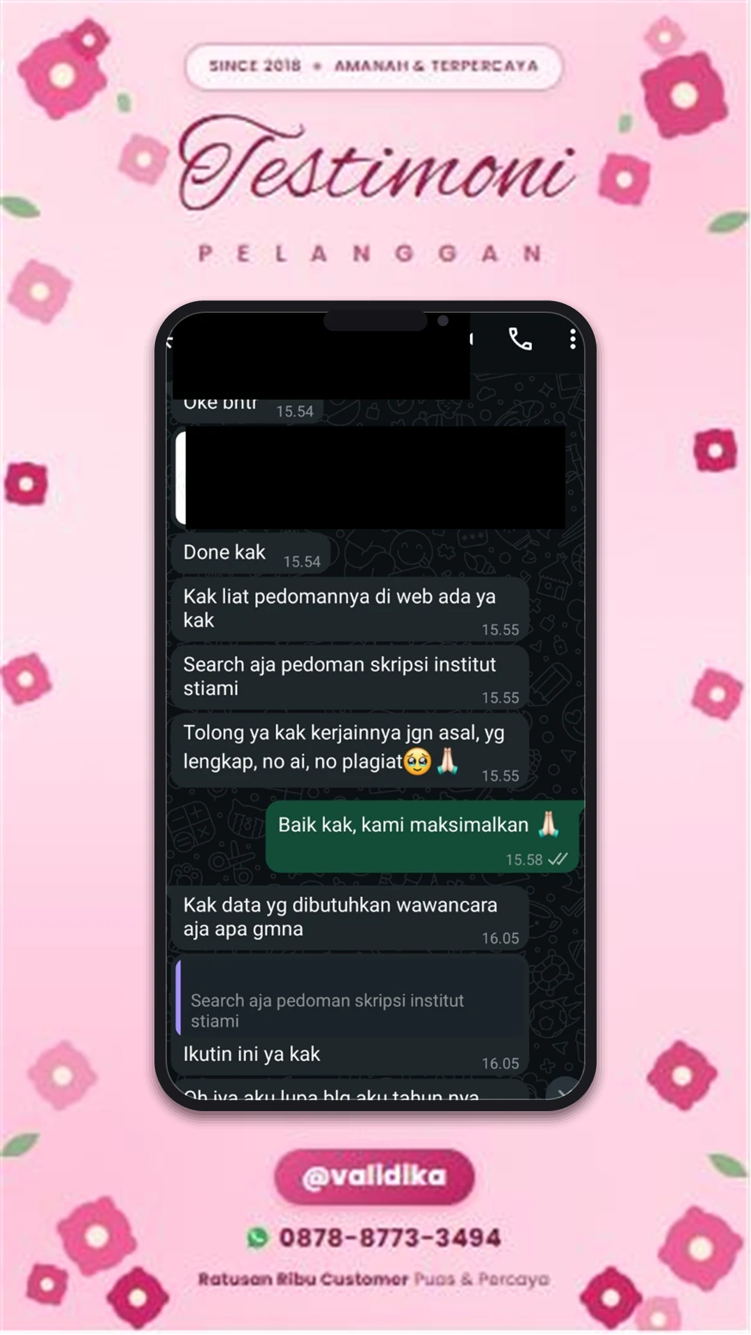 Bukti testimoni pelanggan