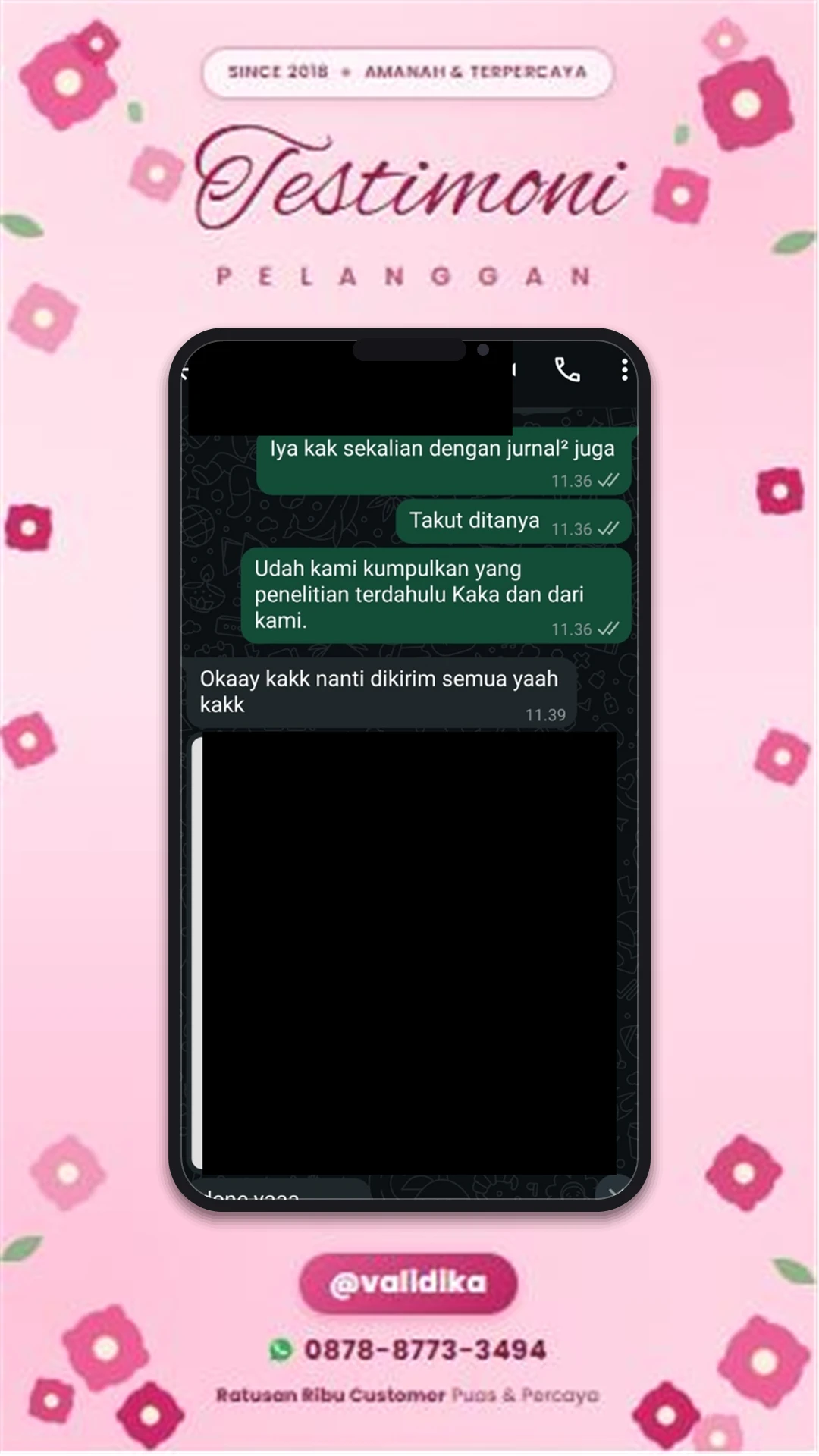 Bukti testimoni pelanggan