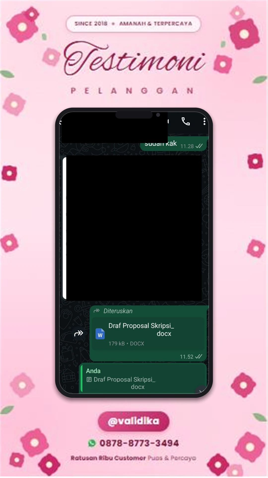 Bukti testimoni pelanggan