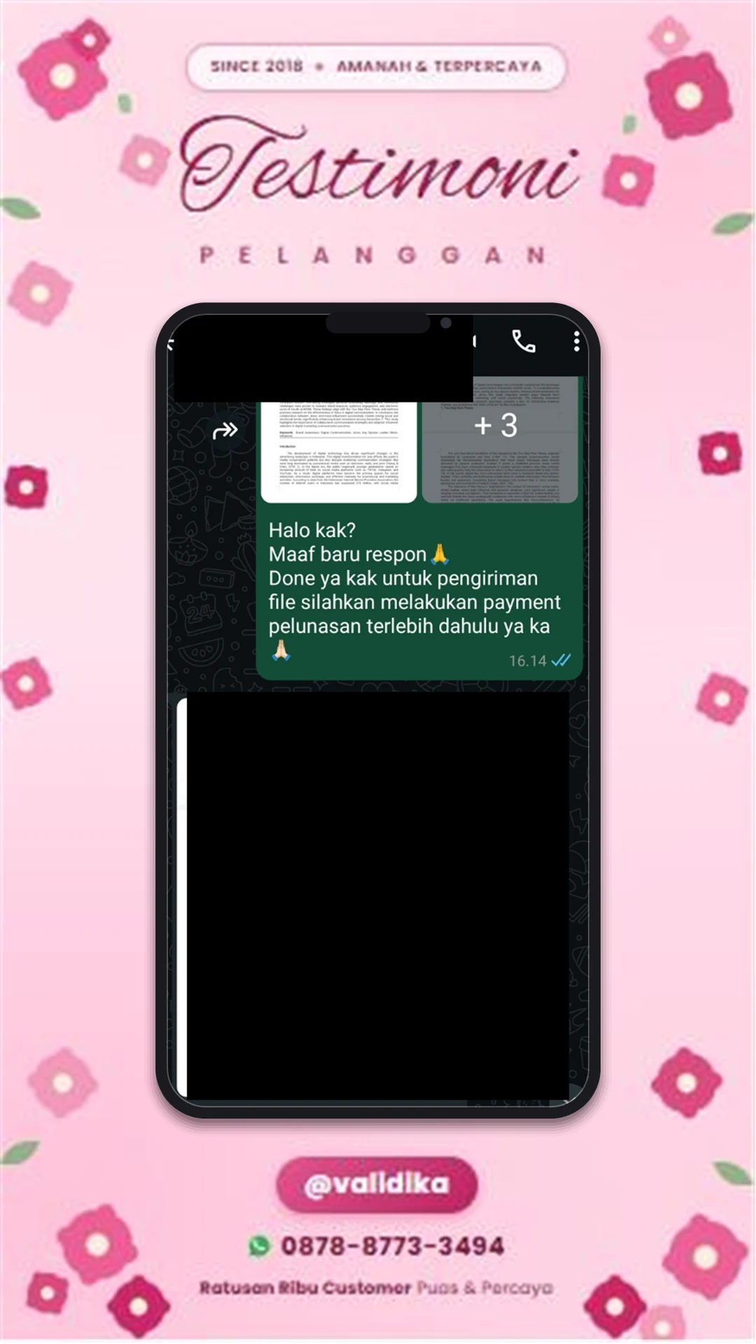 Bukti testimoni pelanggan