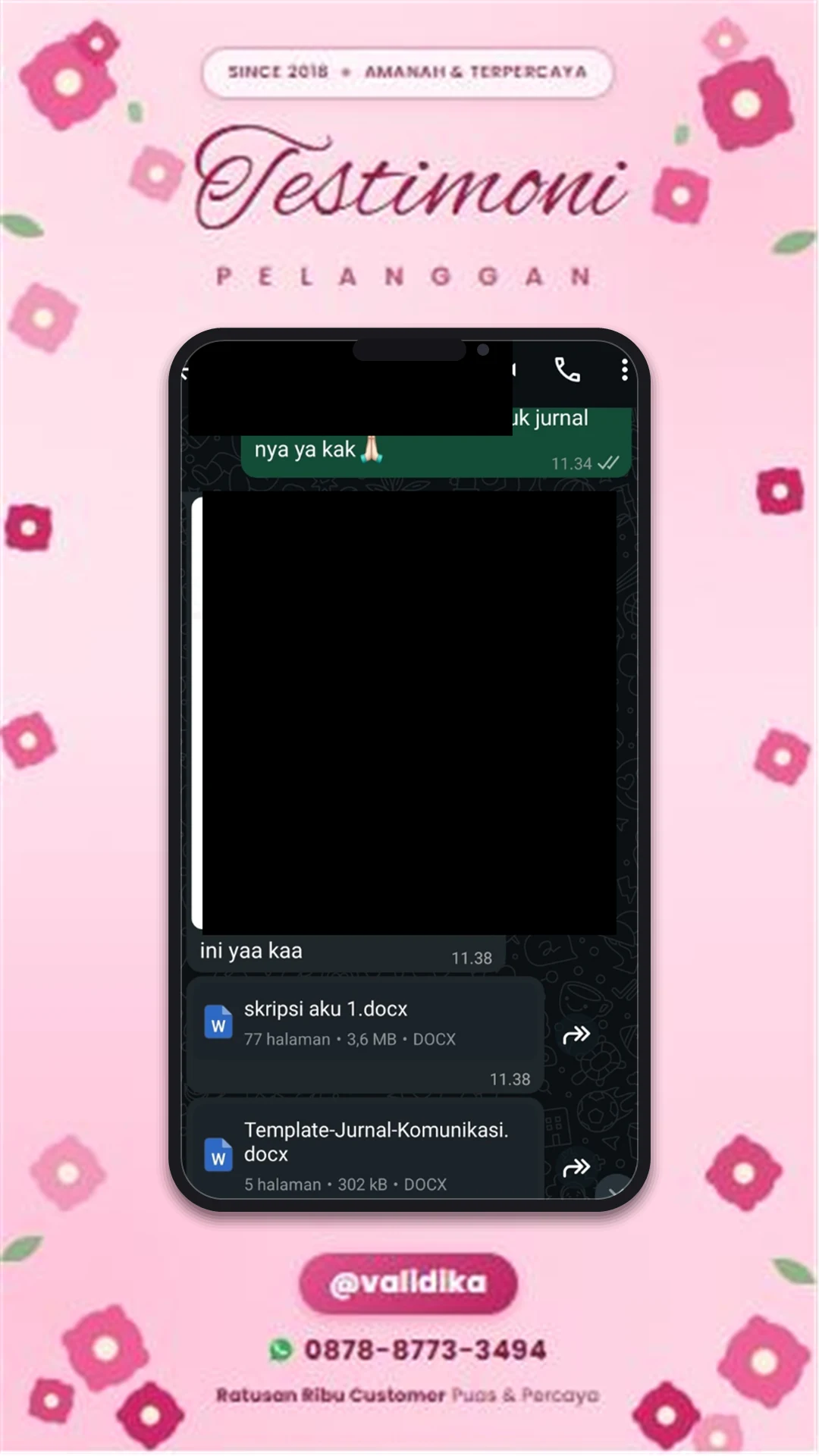 Bukti testimoni pelanggan