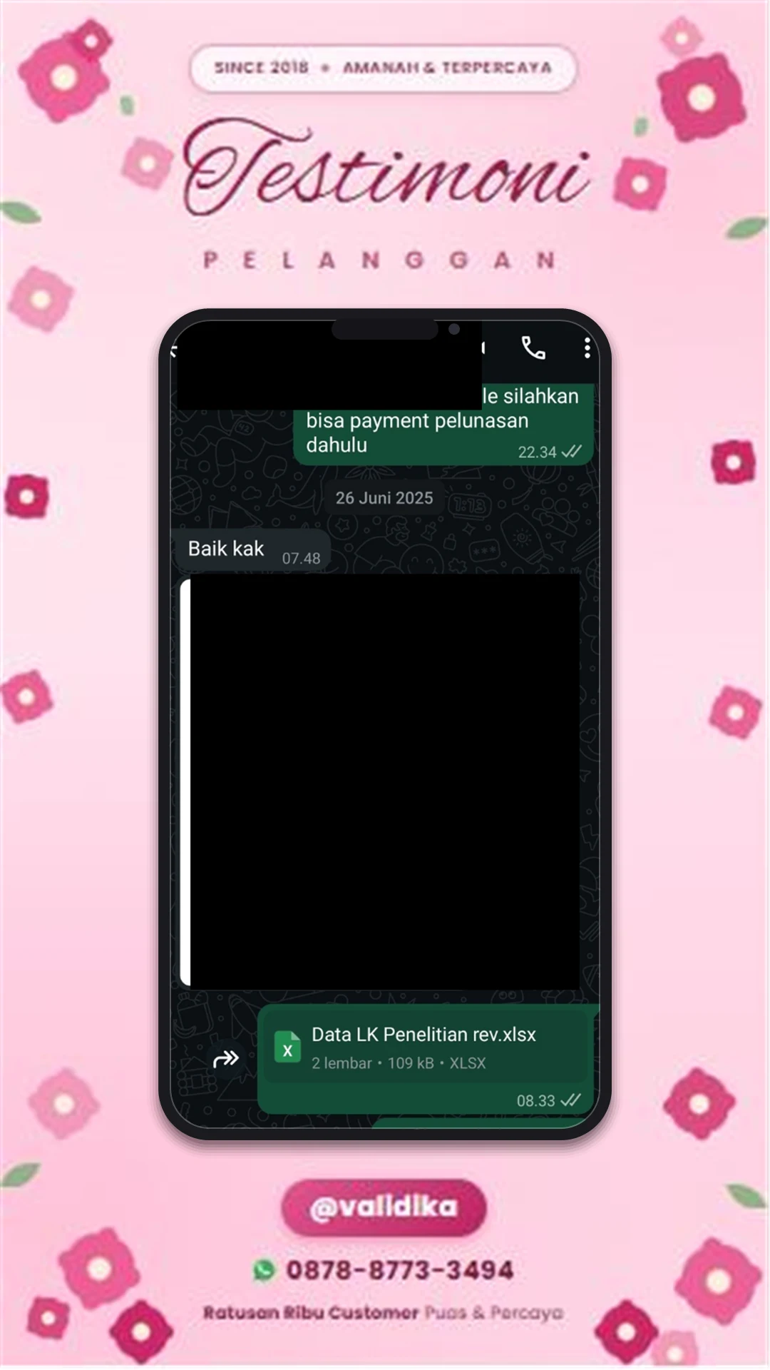 Bukti testimoni pelanggan