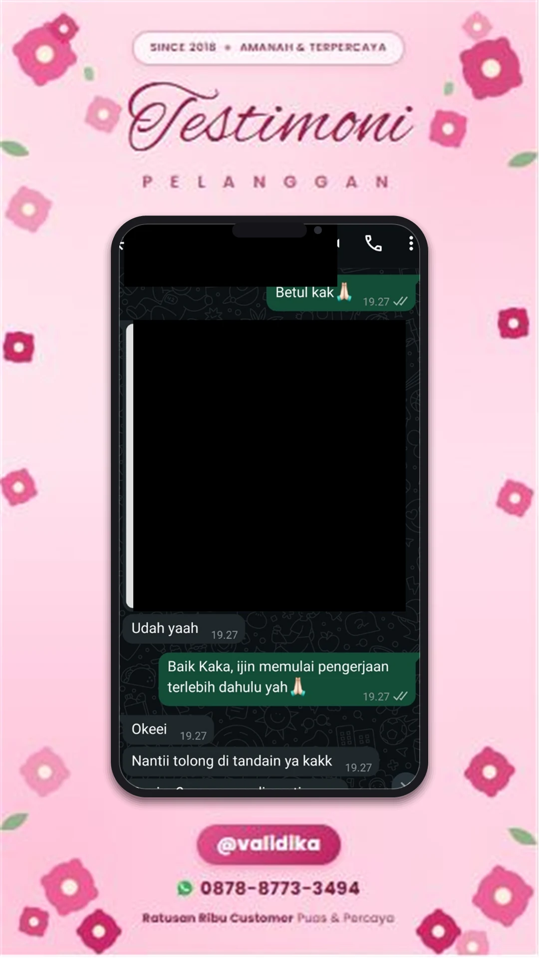 Bukti testimoni pelanggan