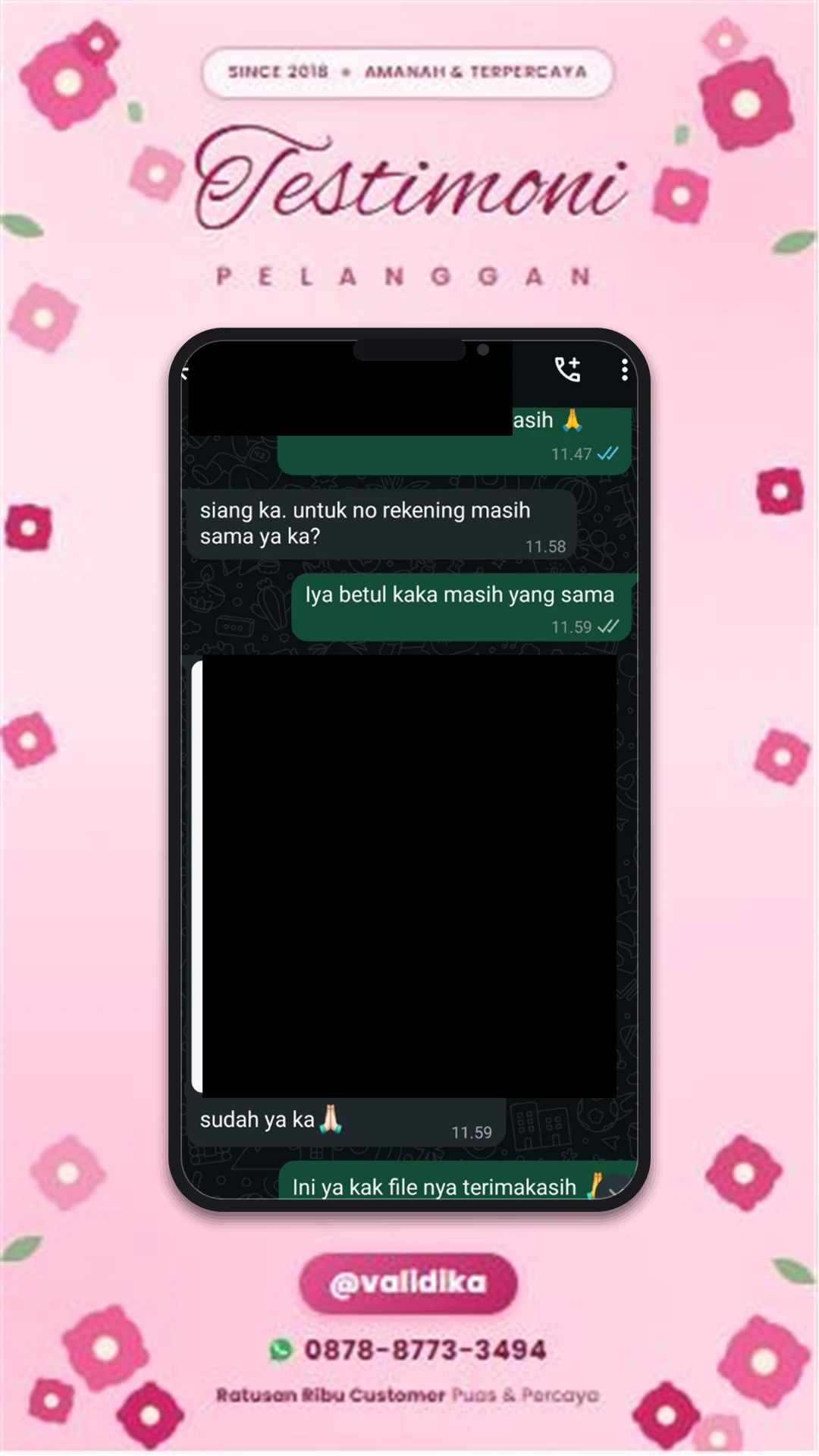 Bukti testimoni pelanggan