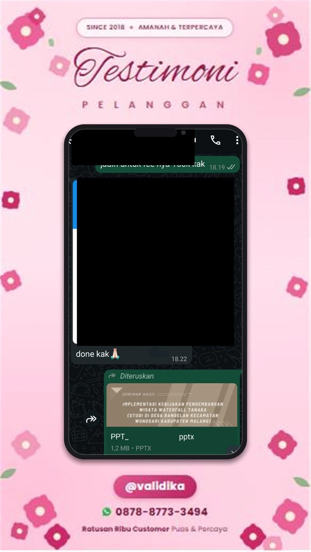 Bukti testimoni pelanggan