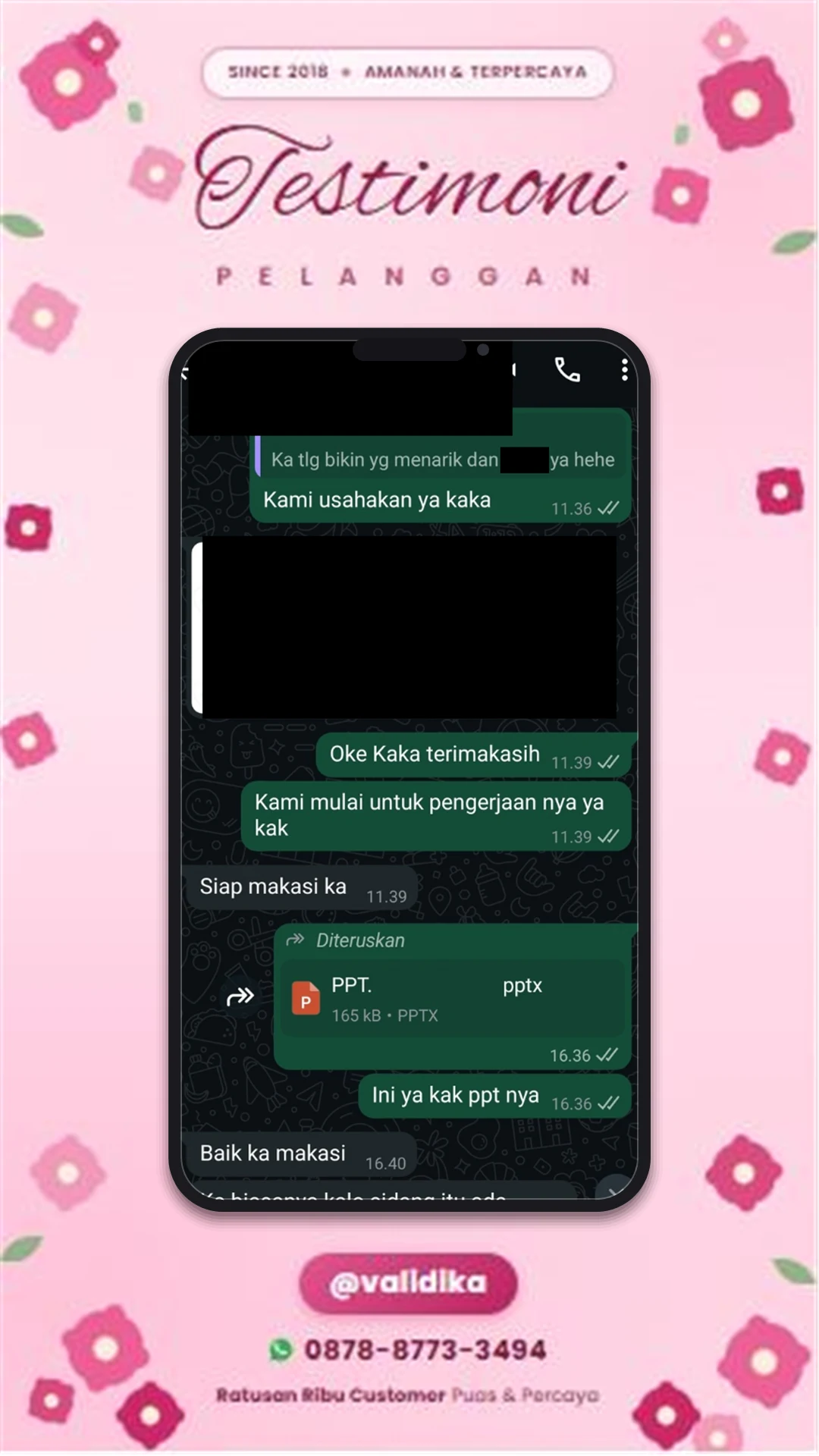Bukti testimoni pelanggan
