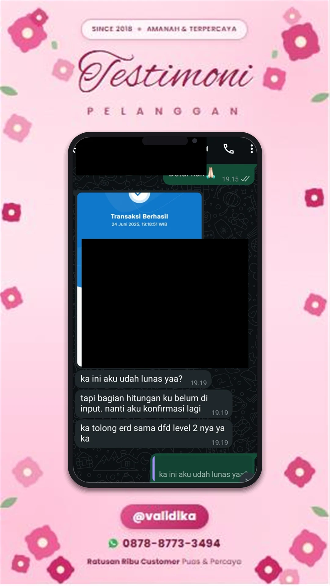 Bukti testimoni pelanggan
