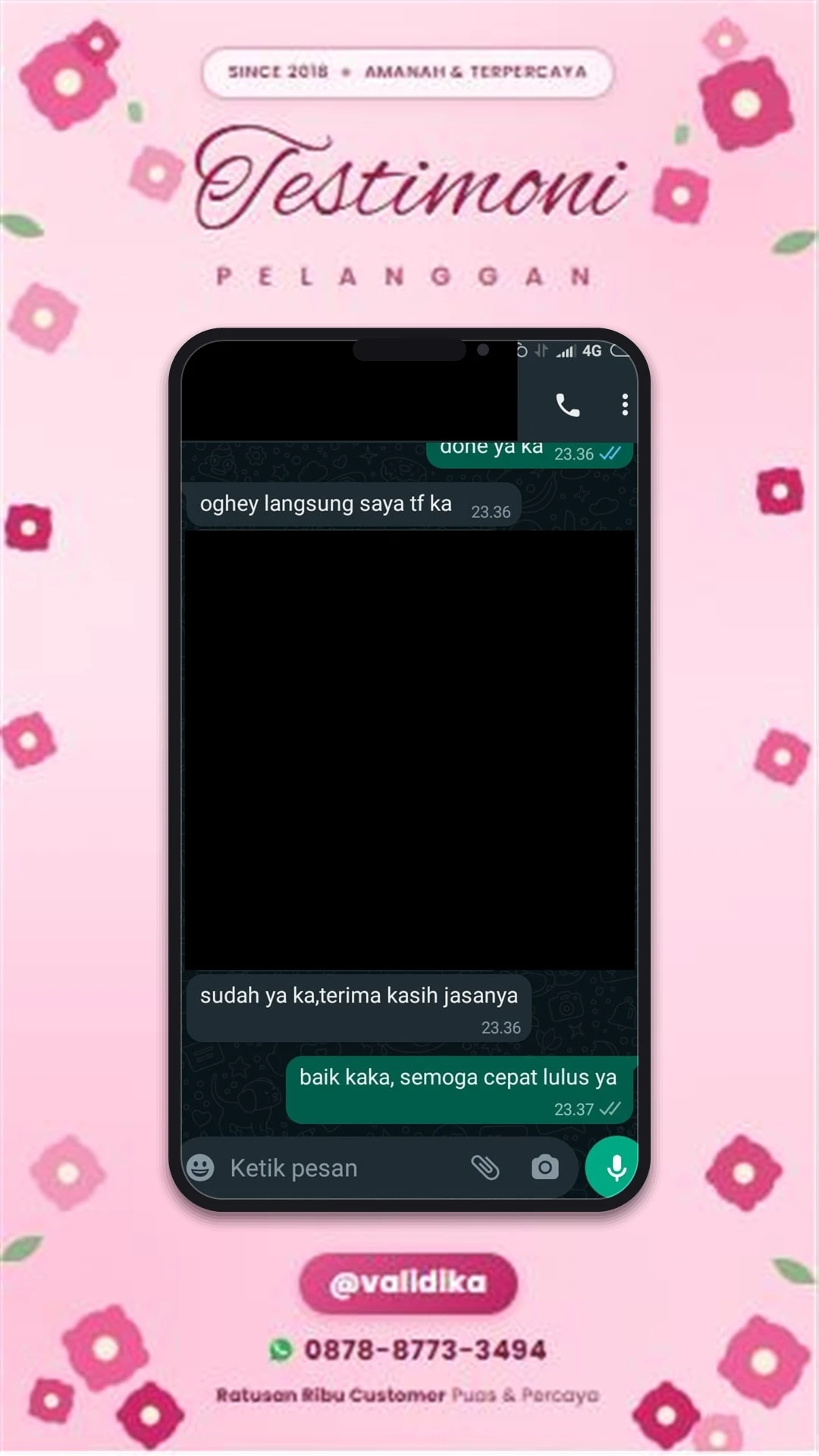 Bukti testimoni pelanggan
