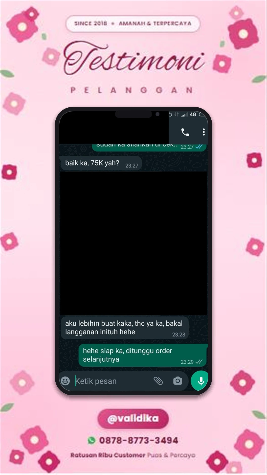 Bukti testimoni pelanggan