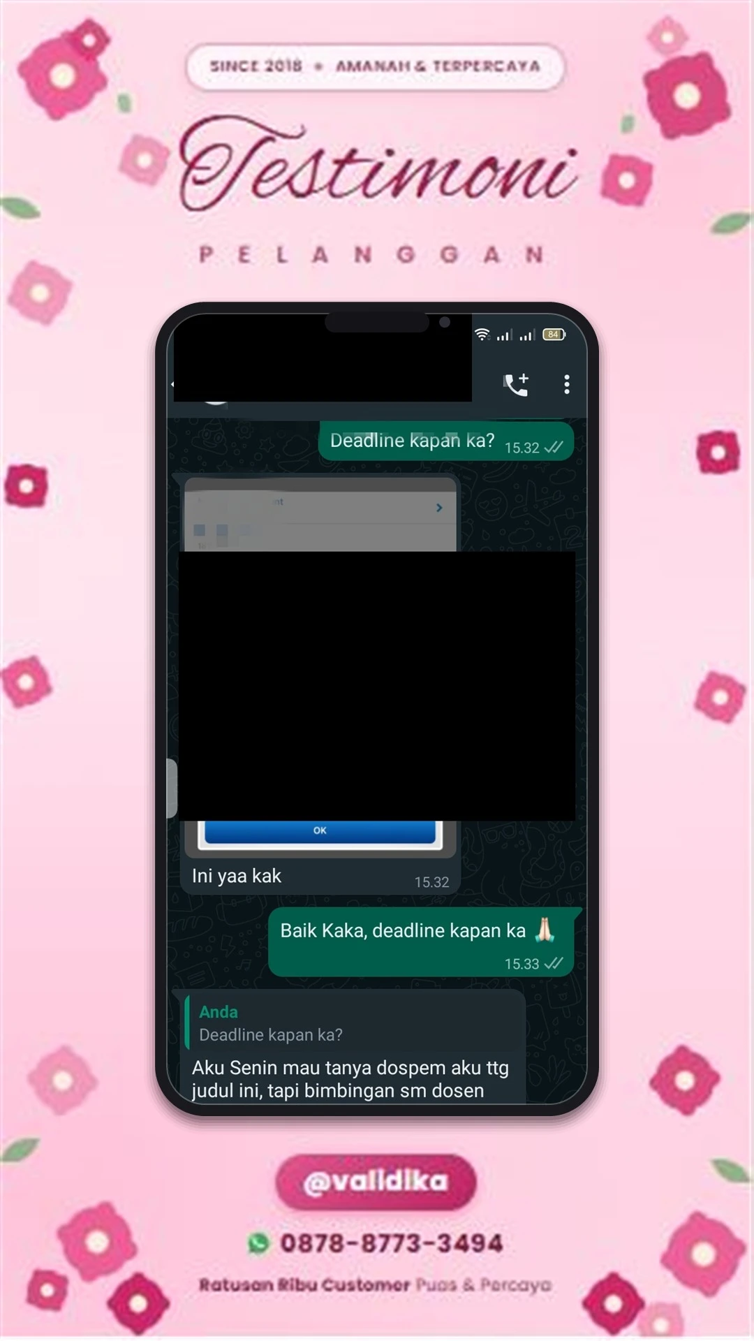 Bukti testimoni pelanggan
