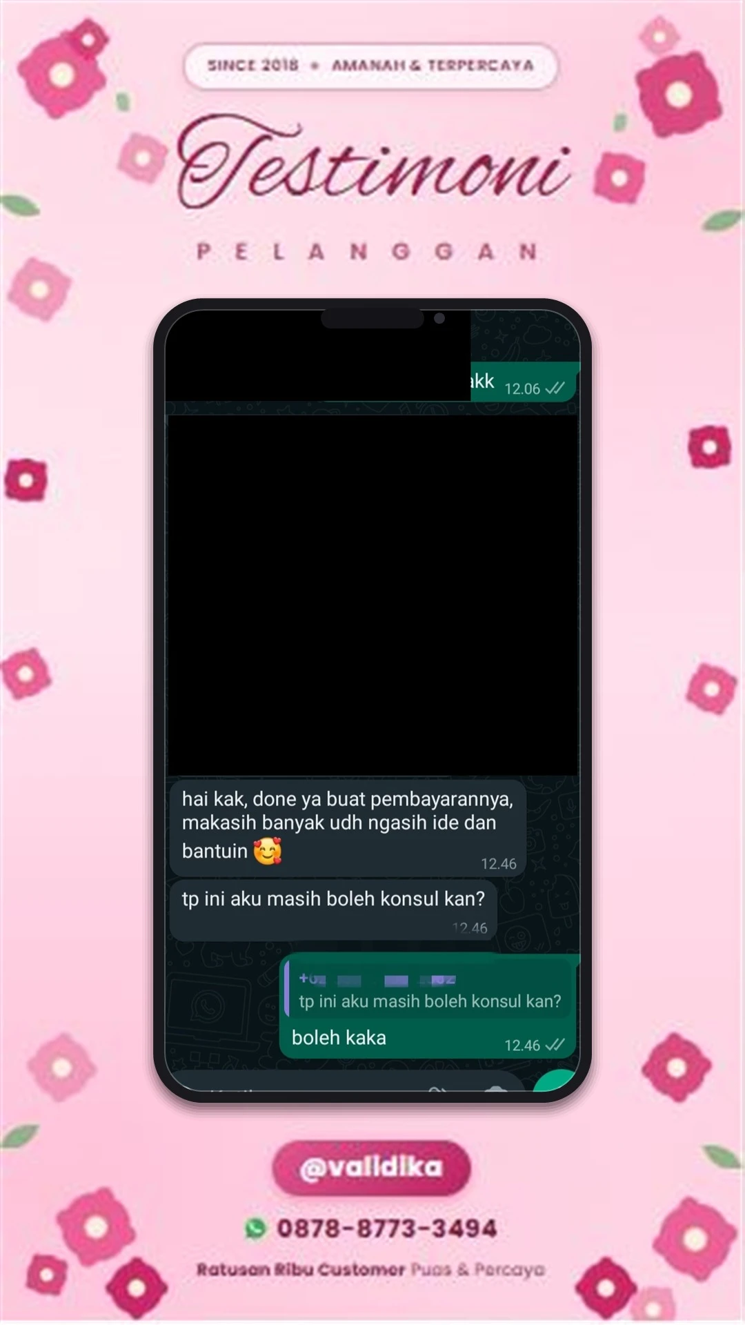 Bukti testimoni pelanggan