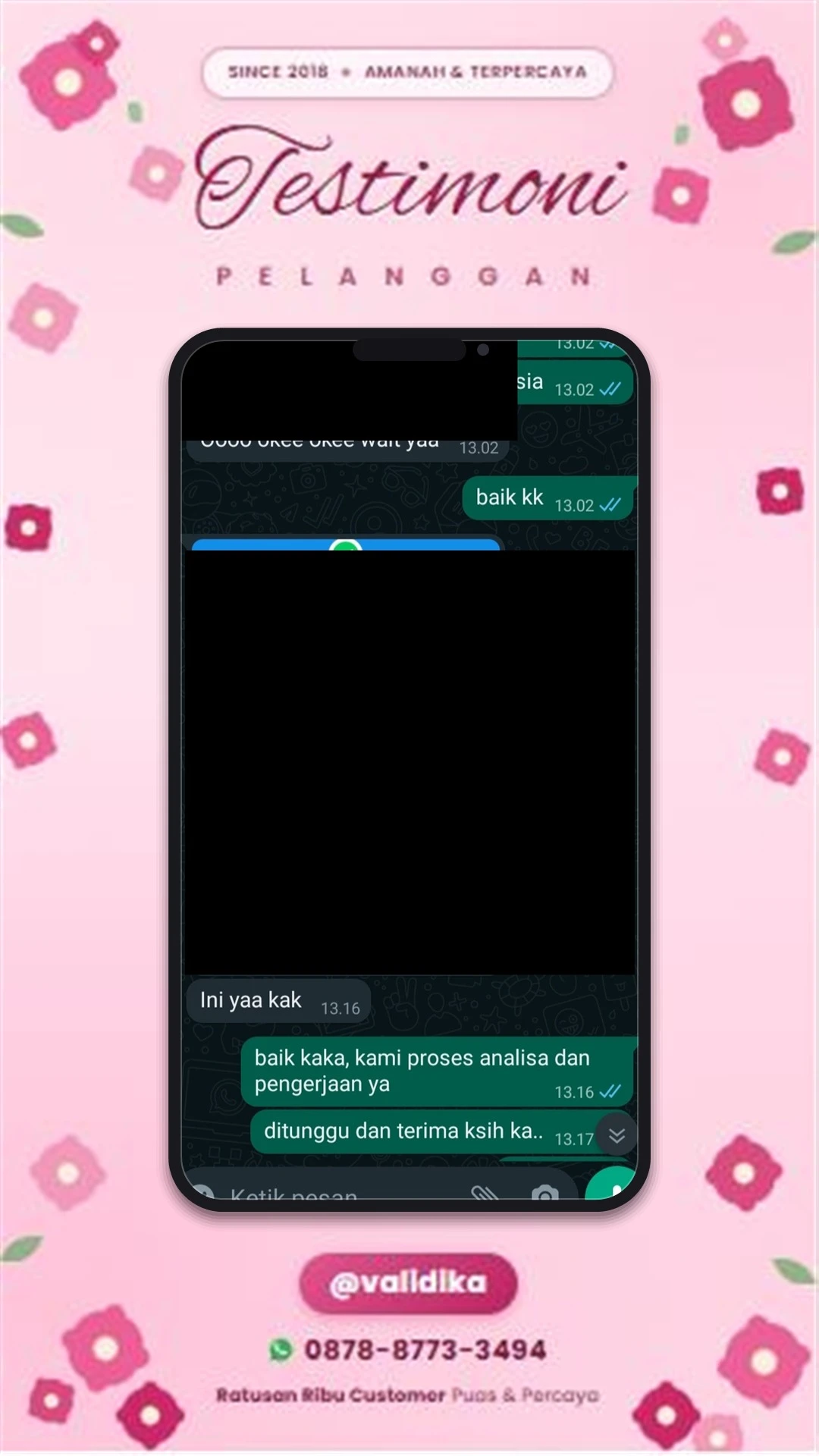 Bukti testimoni pelanggan
