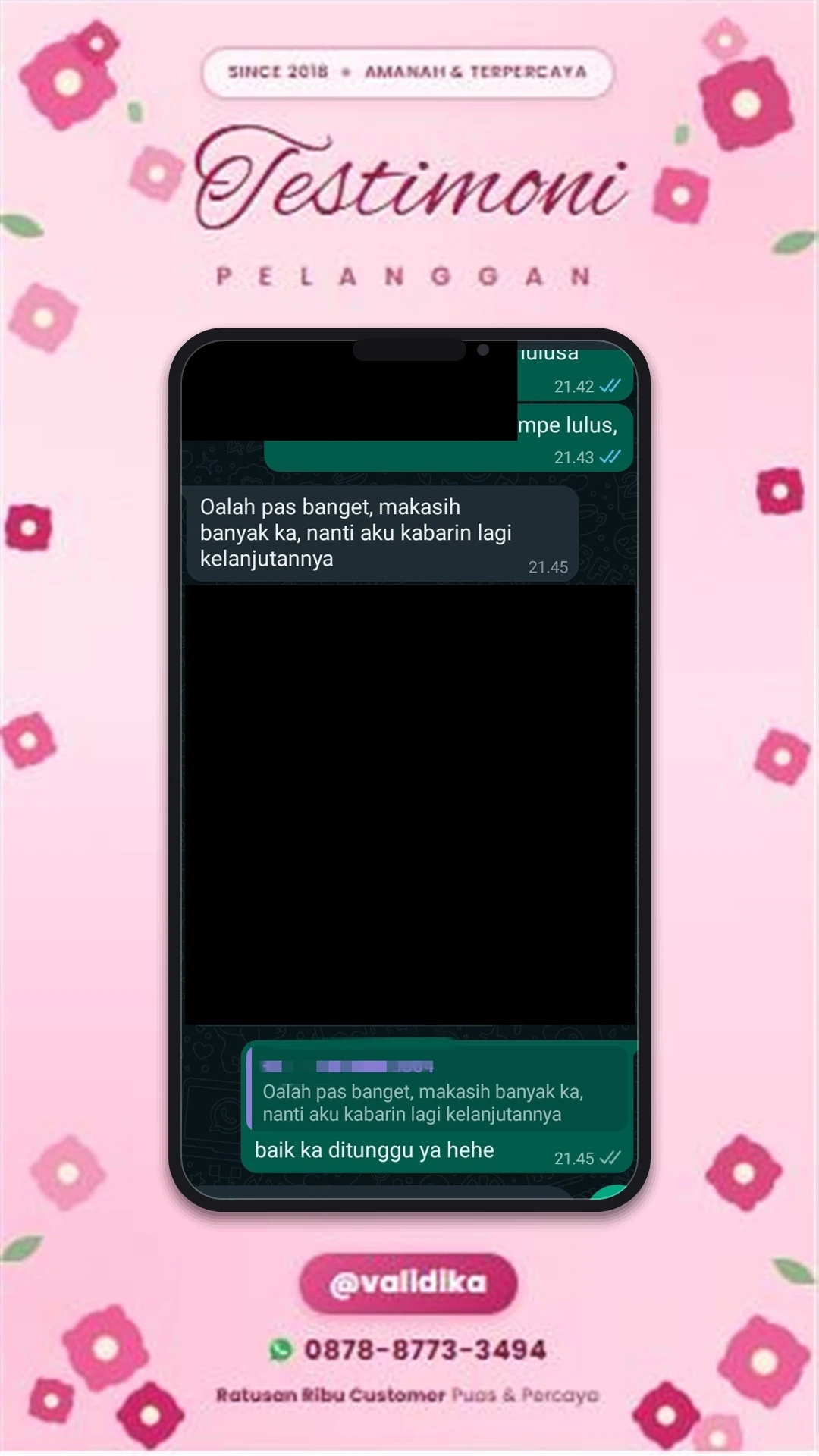 Bukti testimoni pelanggan