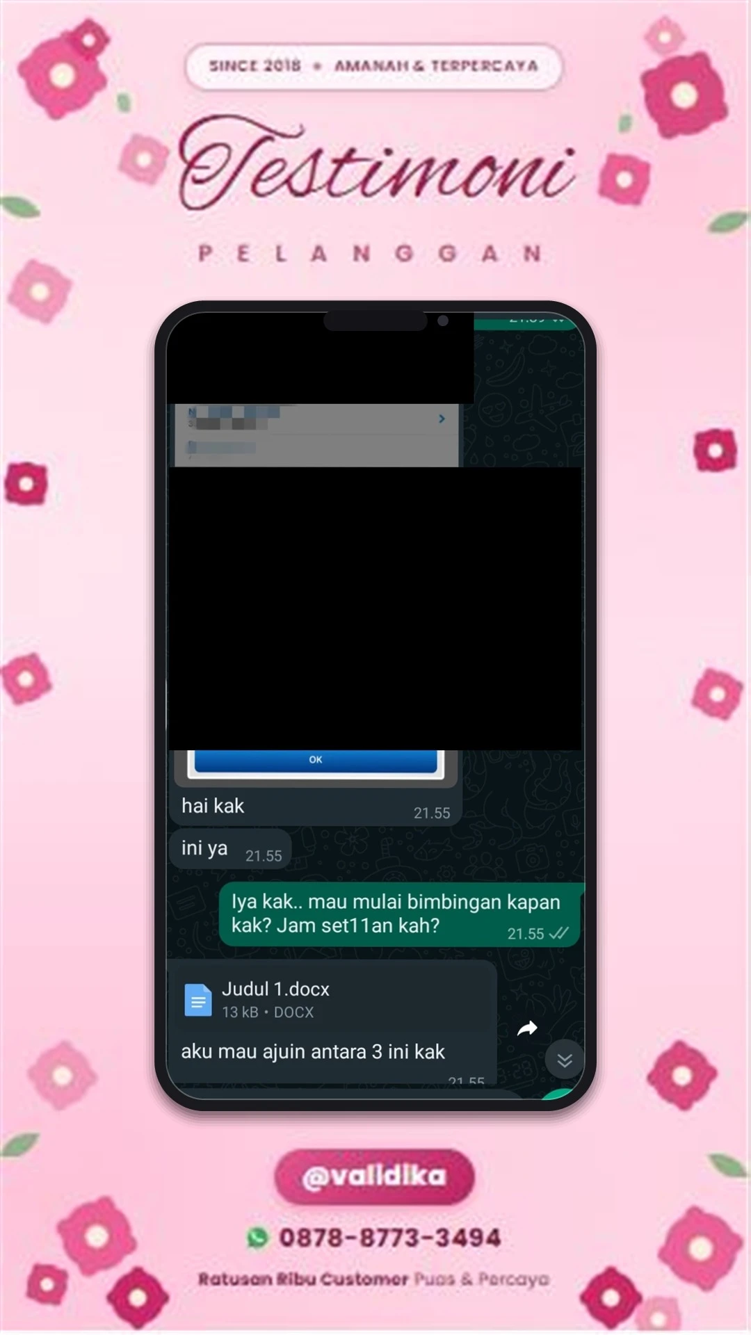 Bukti testimoni pelanggan