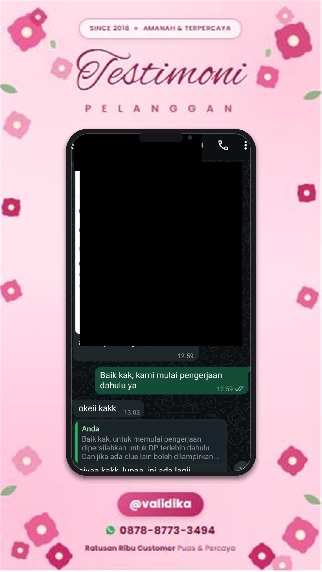 Bukti testimoni pelanggan