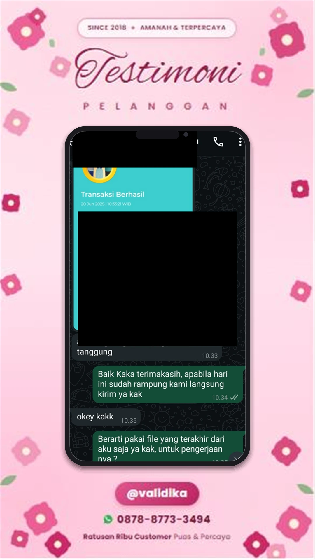 Bukti testimoni pelanggan