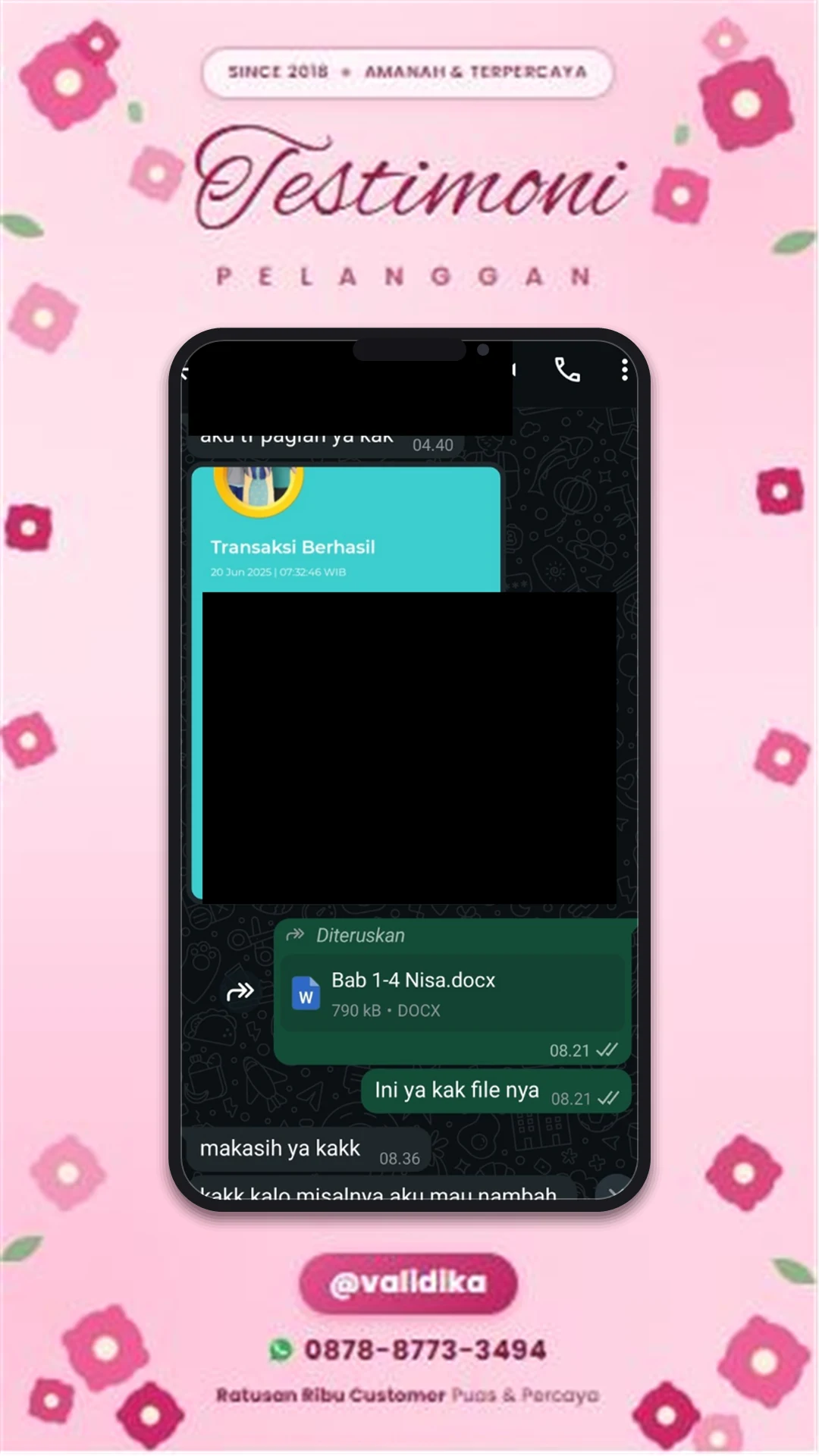 Bukti testimoni pelanggan
