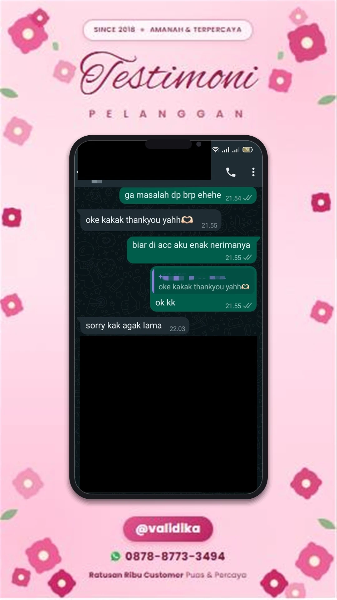 Bukti testimoni pelanggan