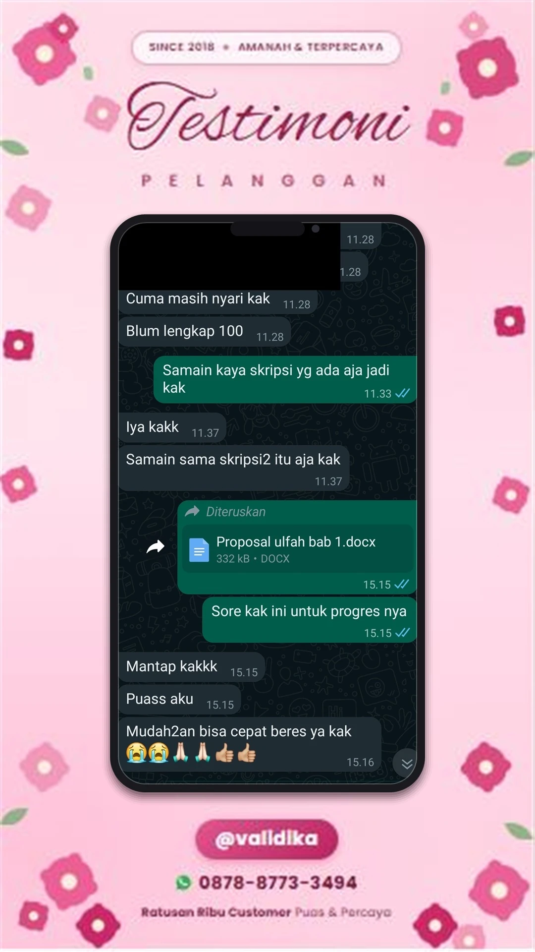 Bukti testimoni pelanggan