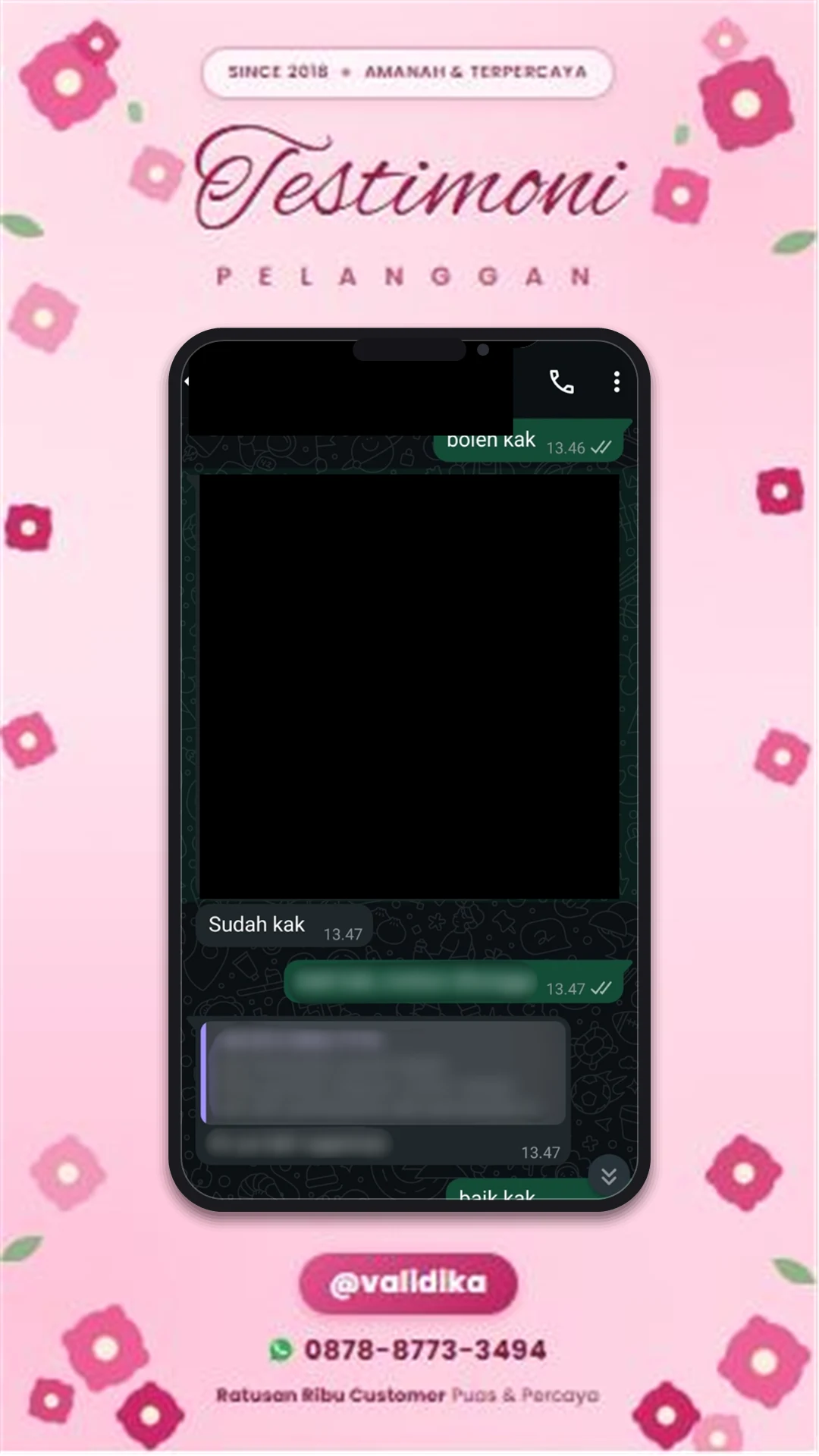 Bukti testimoni pelanggan