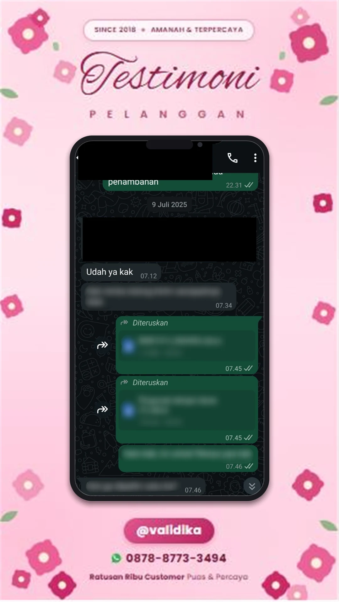 Bukti testimoni pelanggan