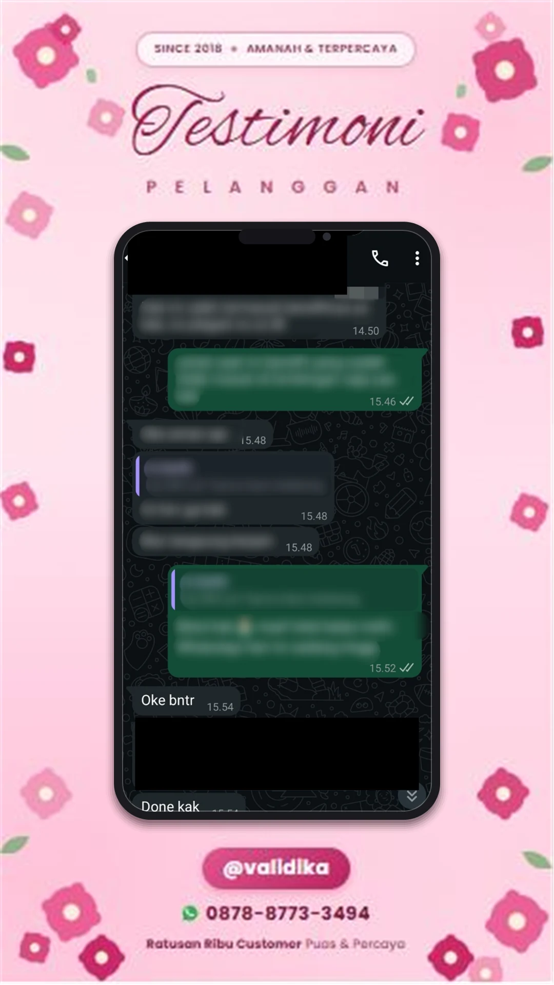 Bukti testimoni pelanggan