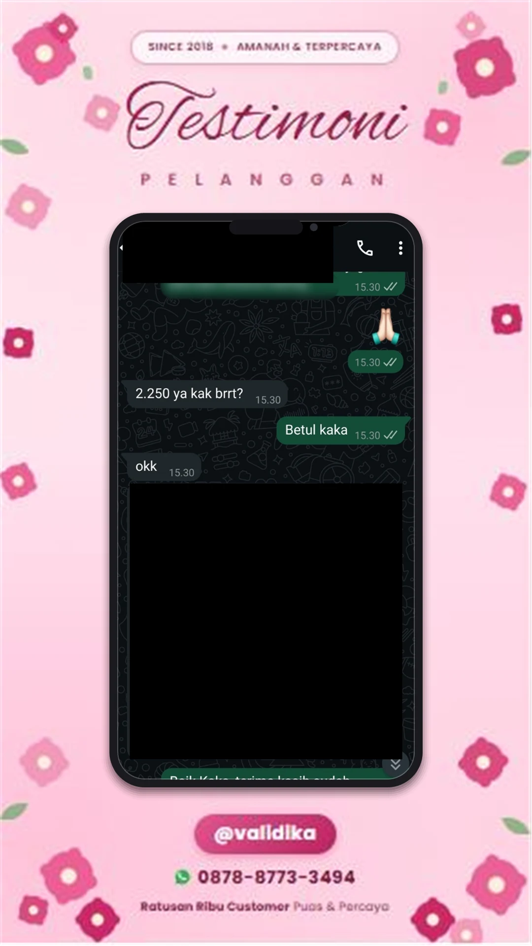 Bukti testimoni pelanggan