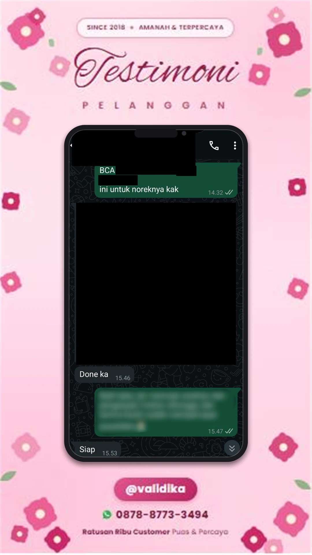 Bukti testimoni pelanggan